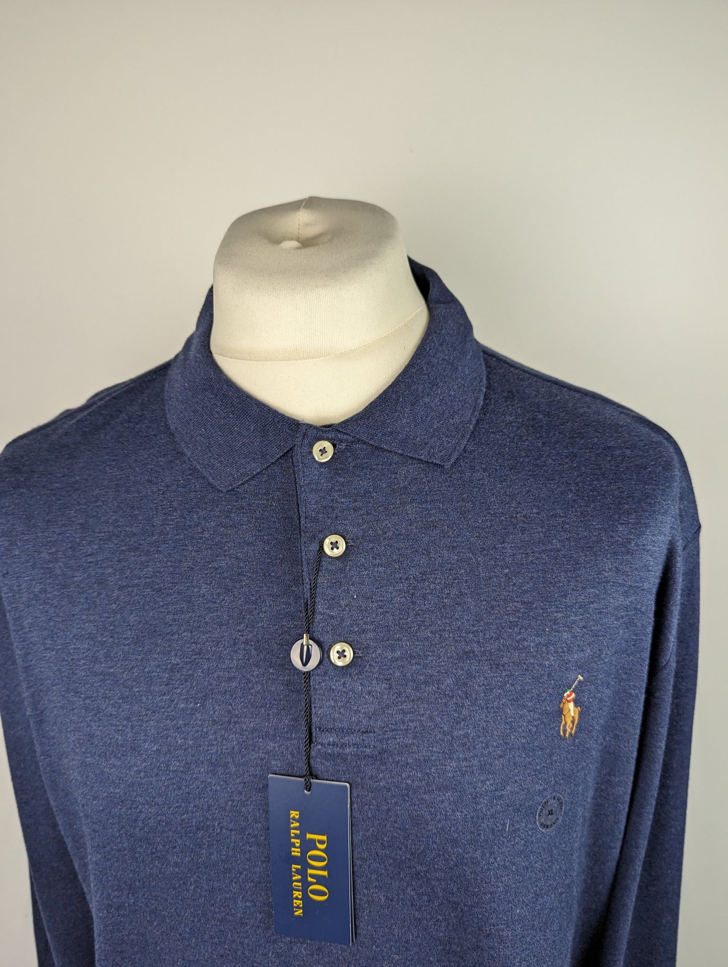 POLO RALPH LAUREN Pima Long Sleeve Polo Shirt - French Navy