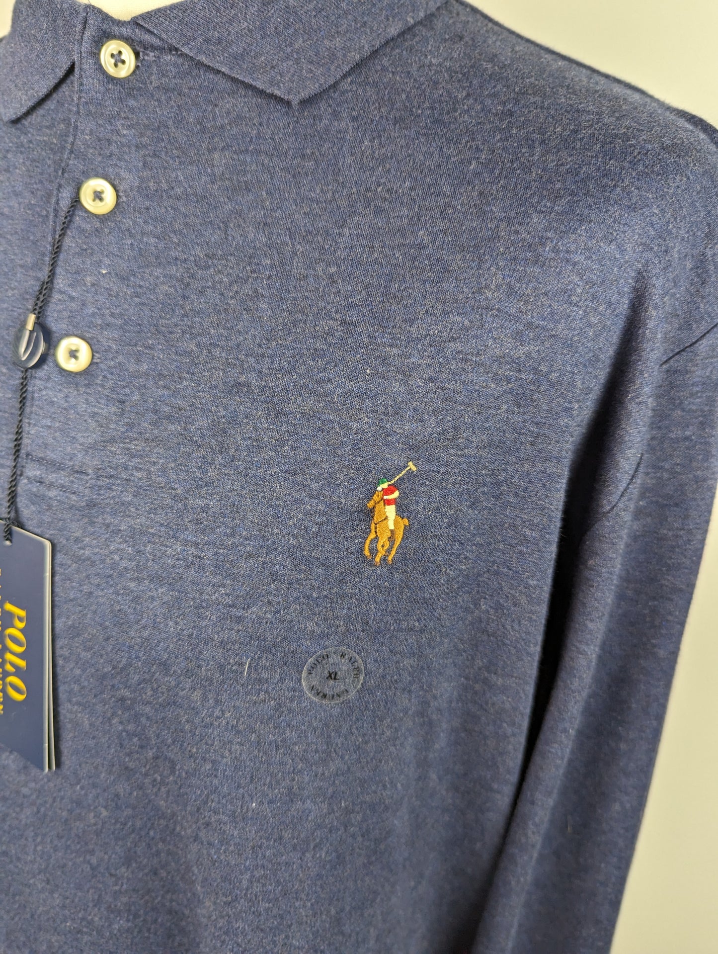 POLO RALPH LAUREN Pima Long Sleeve Polo Shirt - French Navy