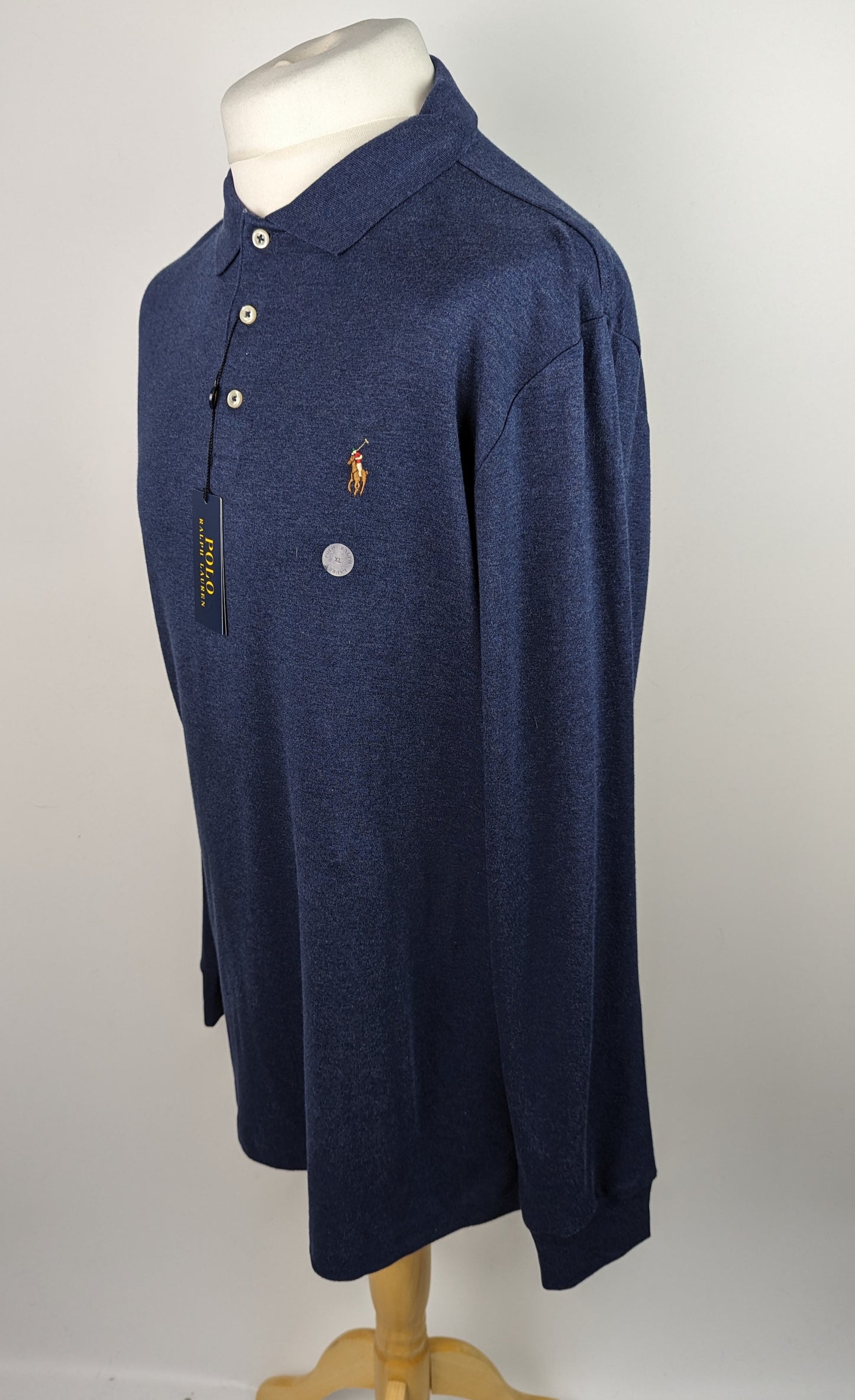 POLO RALPH LAUREN Pima Long Sleeve Polo Shirt - French Navy