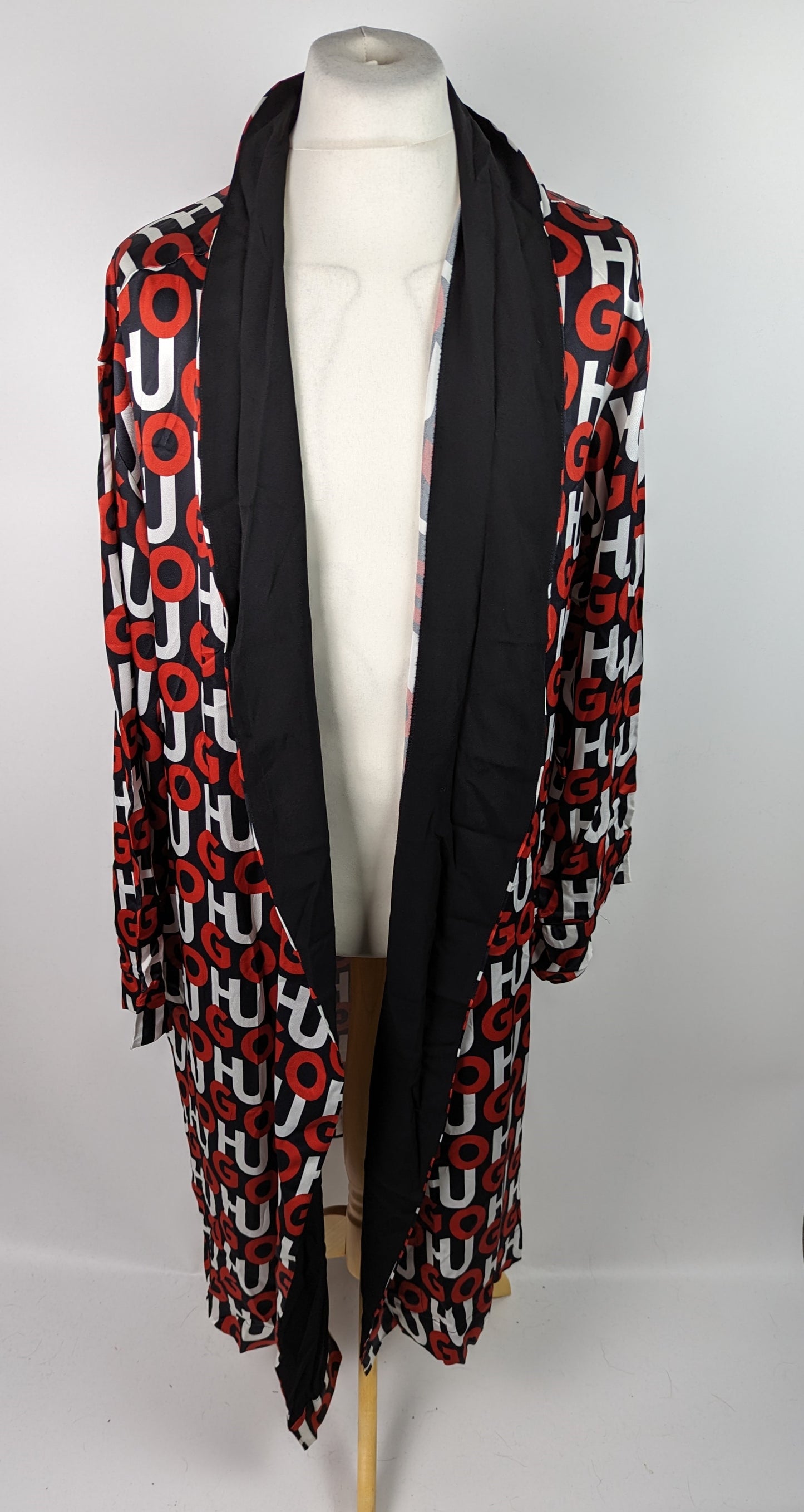 HUGO Men's Monogram Robe - Black Multi