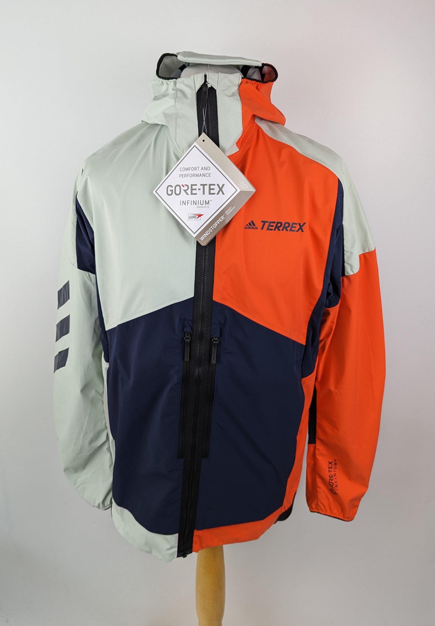 Adidas Terrex Skyclimb Gore Soft Shell Ski Touring Jacket Mens - Green / Blue / Orange