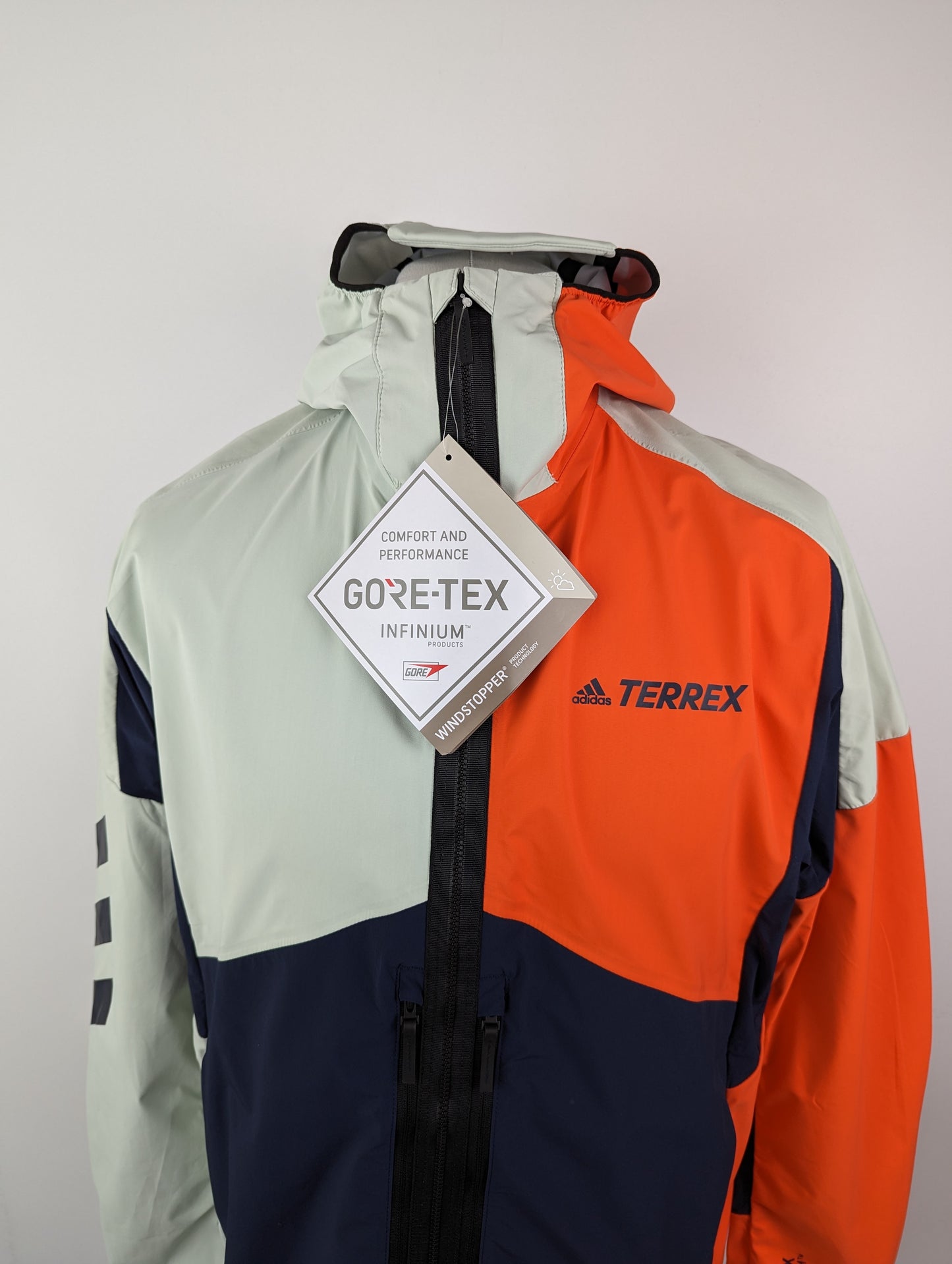Adidas Terrex Skyclimb Gore Soft Shell Ski Touring Jacket Mens - Green / Blue / Orange