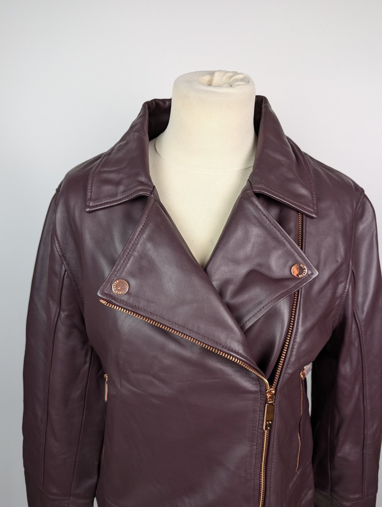 Ted Baker Ted Lizia Womens Leather Jacket - Purple