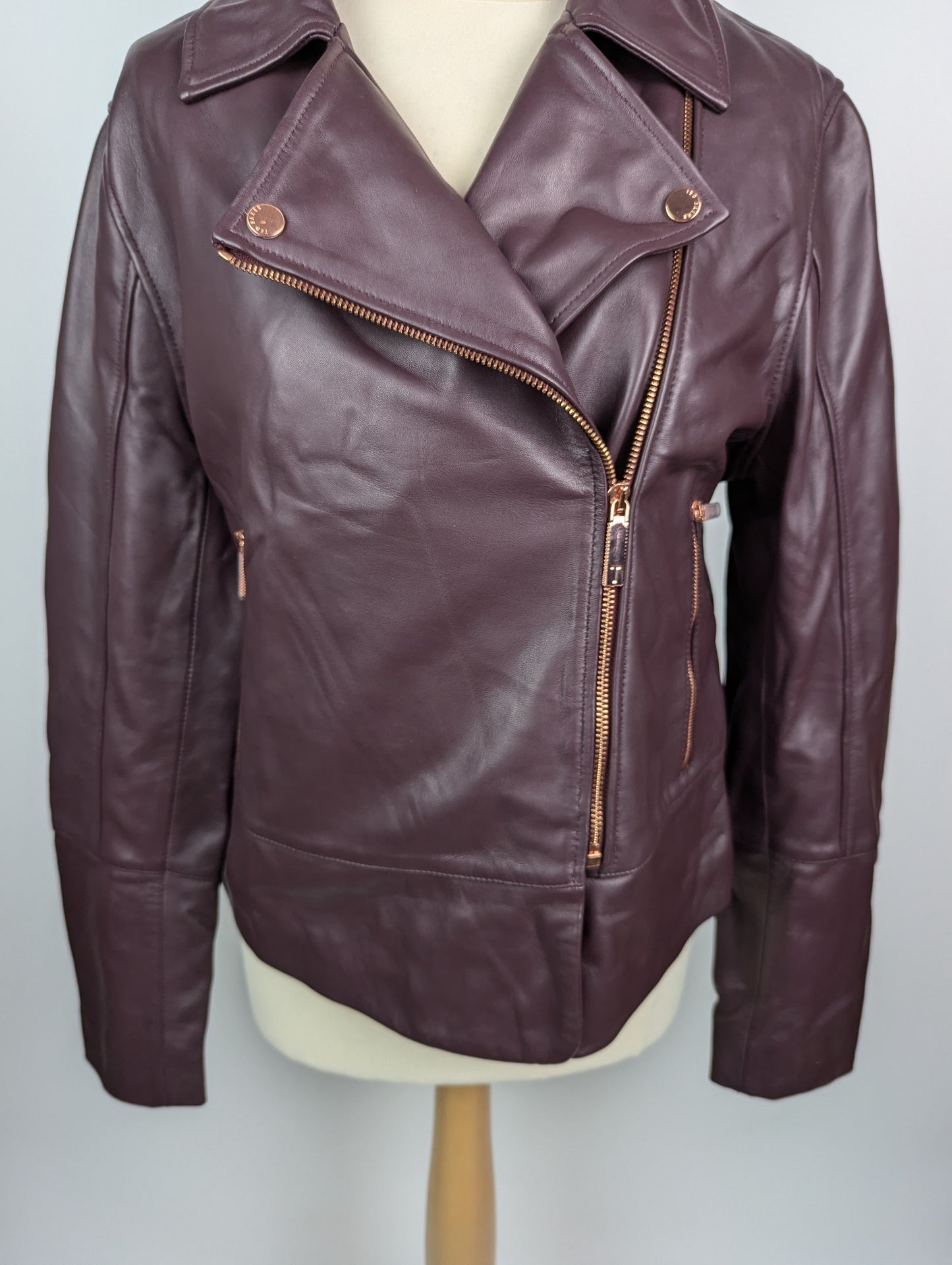 Ted Baker Ted Lizia Womens Leather Jacket - Purple