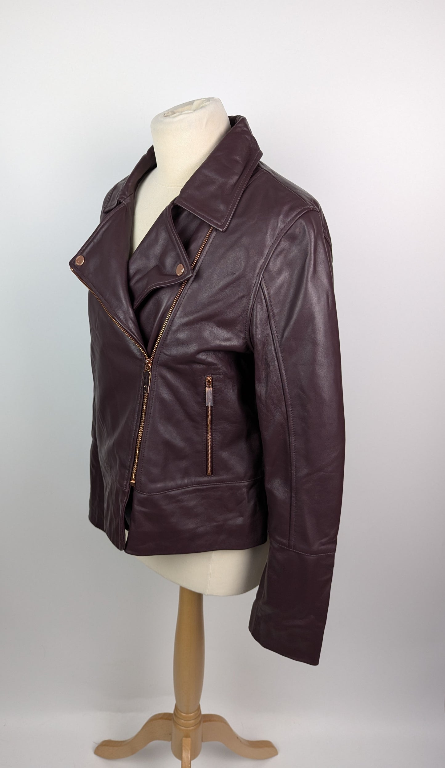Ted Baker Ted Lizia Womens Leather Jacket - Purple