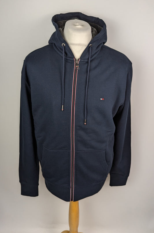 Tommy Hilfiger Faux Fur Lined Cotton Full Zip Hoodie - Blue