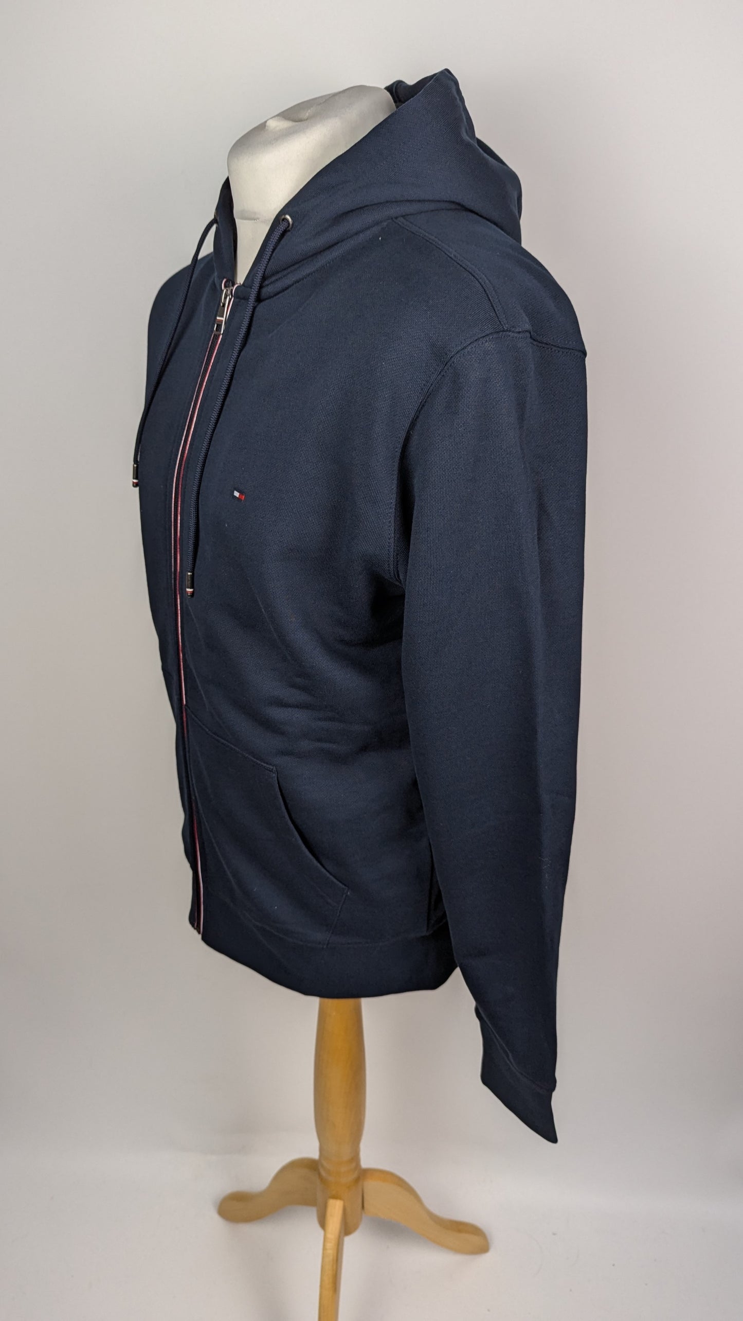 Tommy Hilfiger Faux Fur Lined Cotton Full Zip Hoodie - Blue