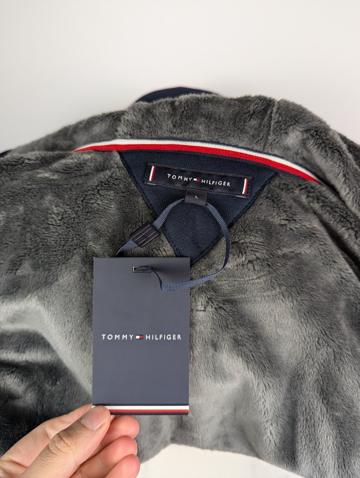 Tommy Hilfiger Faux Fur Lined Cotton Full Zip Hoodie - Blue