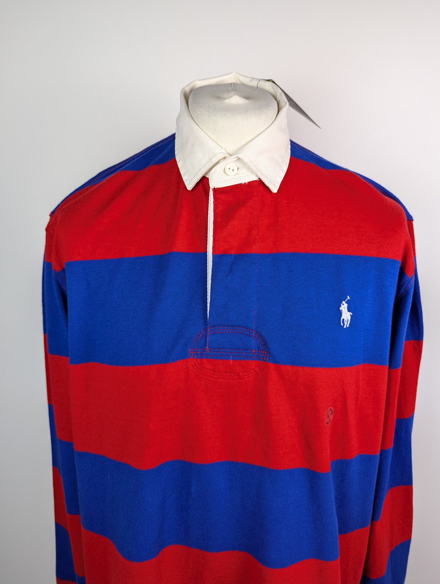 Polo Ralph Lauren Mens Long Sleeve Rugby Polo Shirt - Blue / Red