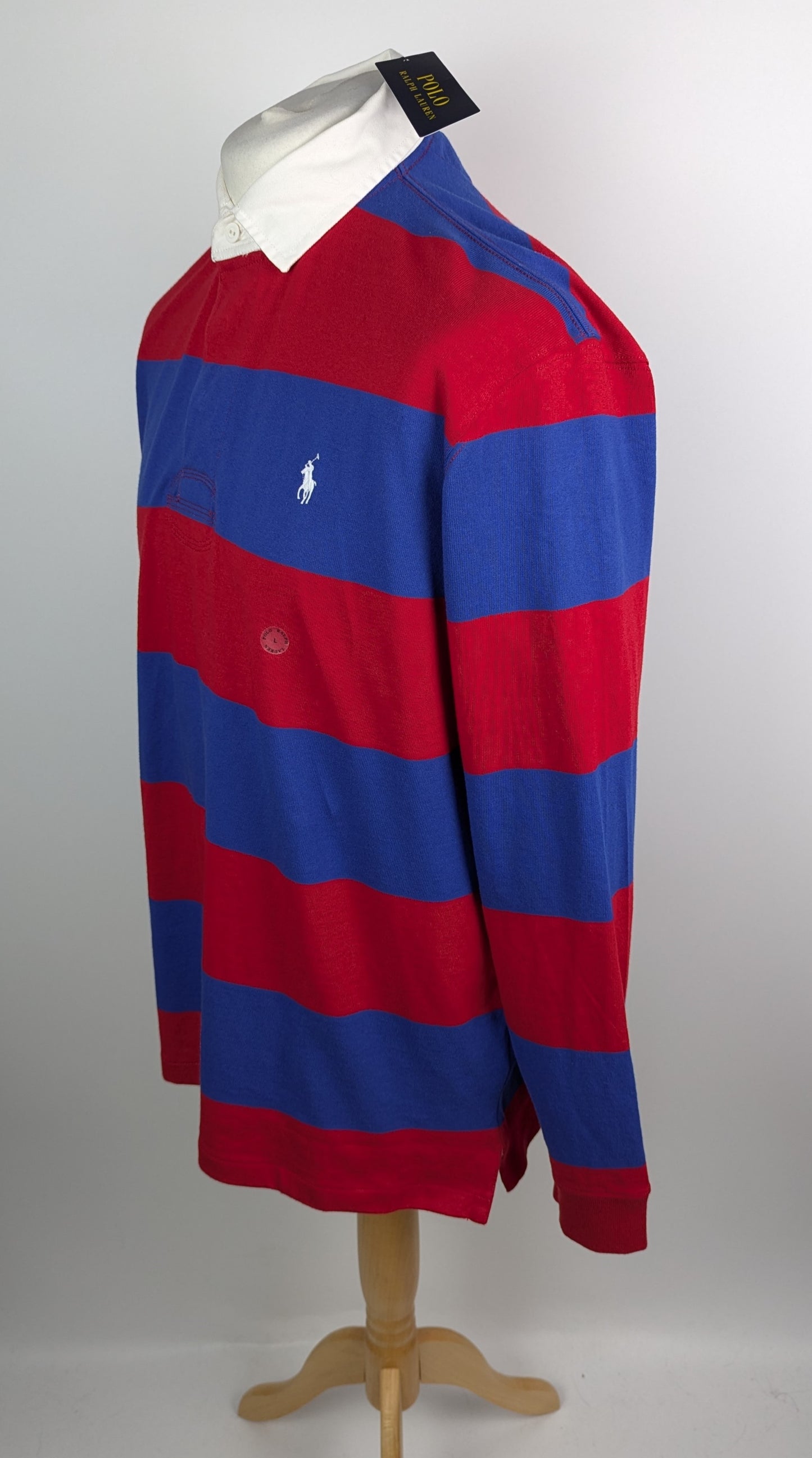 Polo Ralph Lauren Mens Long Sleeve Rugby Polo Shirt - Blue / Red
