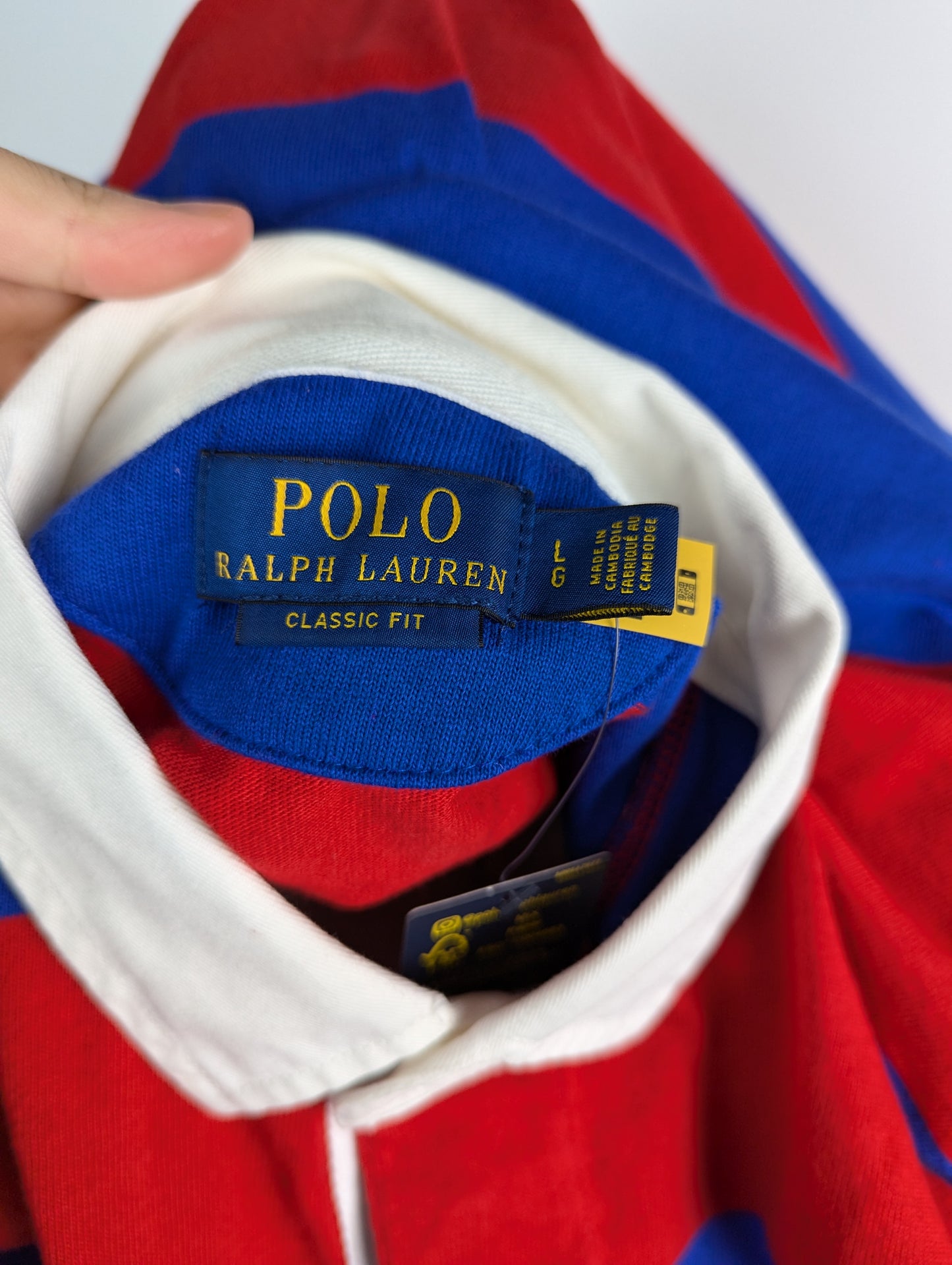 Polo Ralph Lauren Mens Long Sleeve Rugby Polo Shirt - Blue / Red