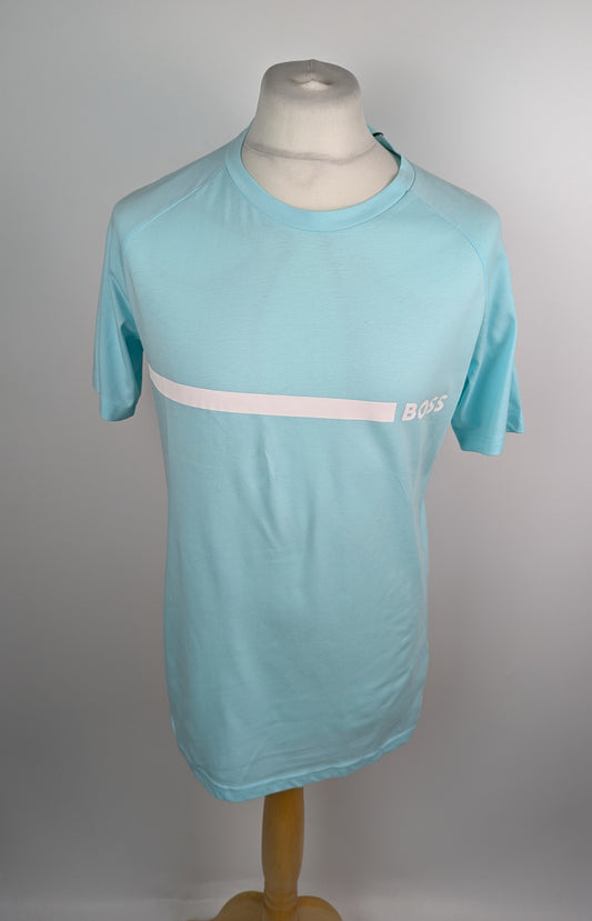Boss Logo Beach Slim T Shirt - Blue