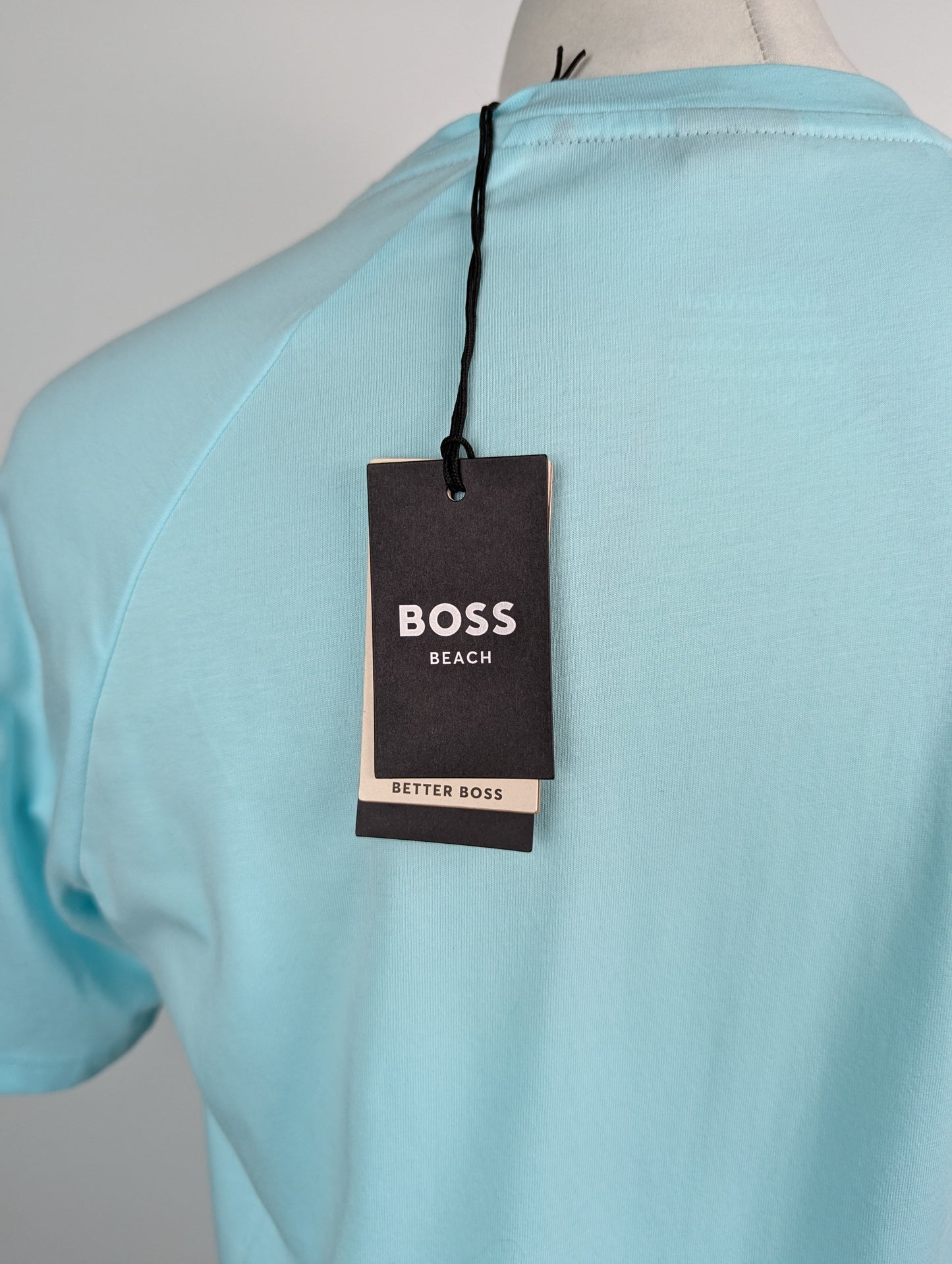 Boss Logo Beach Slim T Shirt - Blue
