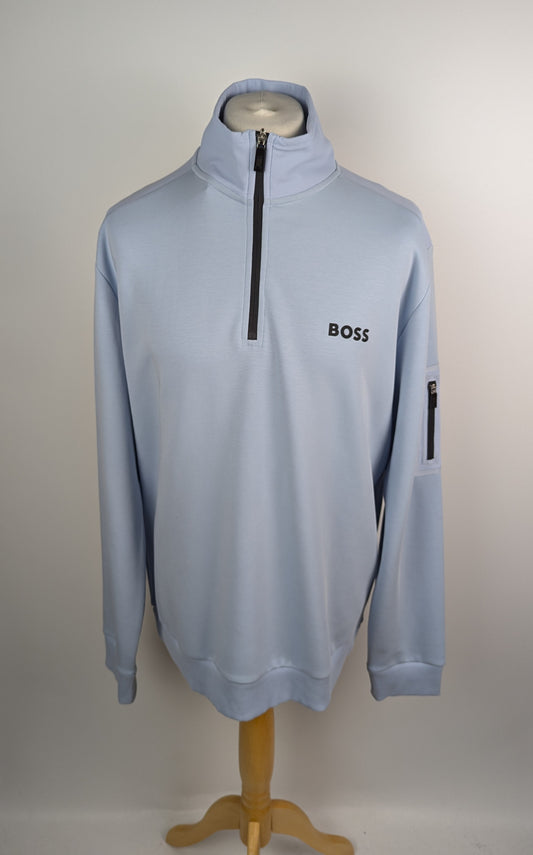 Boss Sweat 1 Mens 1/2 Zip Sweatshirt  - Blue