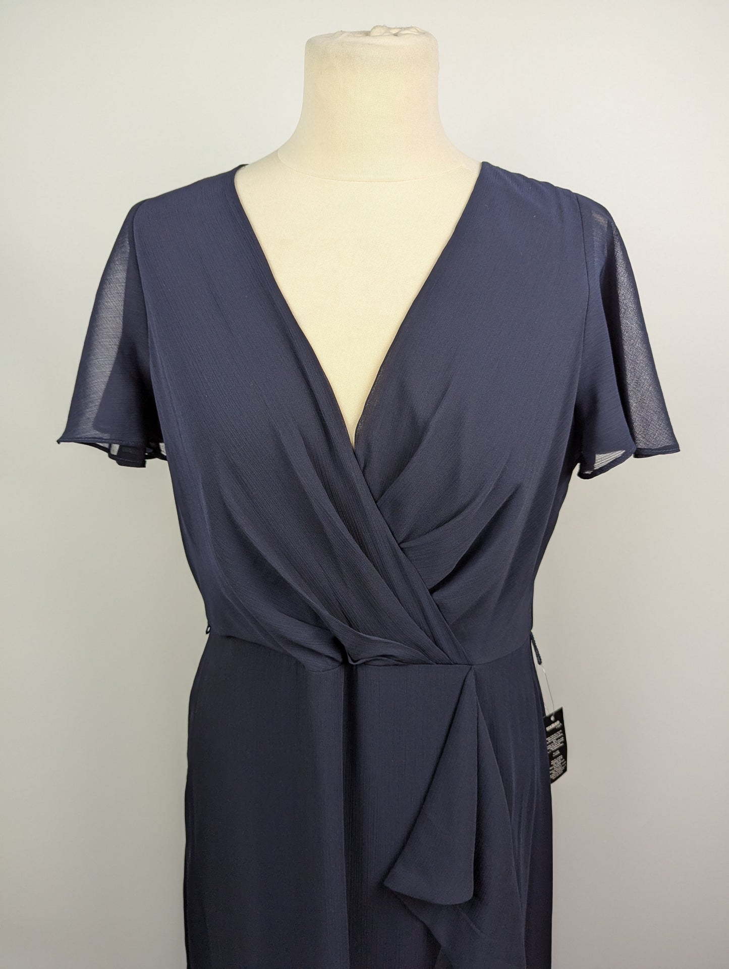 Lauren Ralph Lauren Georgette Flutter Sleeve Gown - Navy Blue
