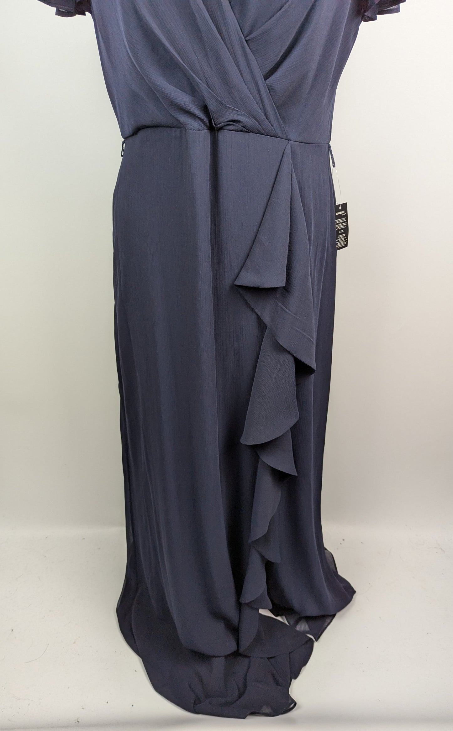 Lauren Ralph Lauren Georgette Flutter Sleeve Gown - Navy Blue
