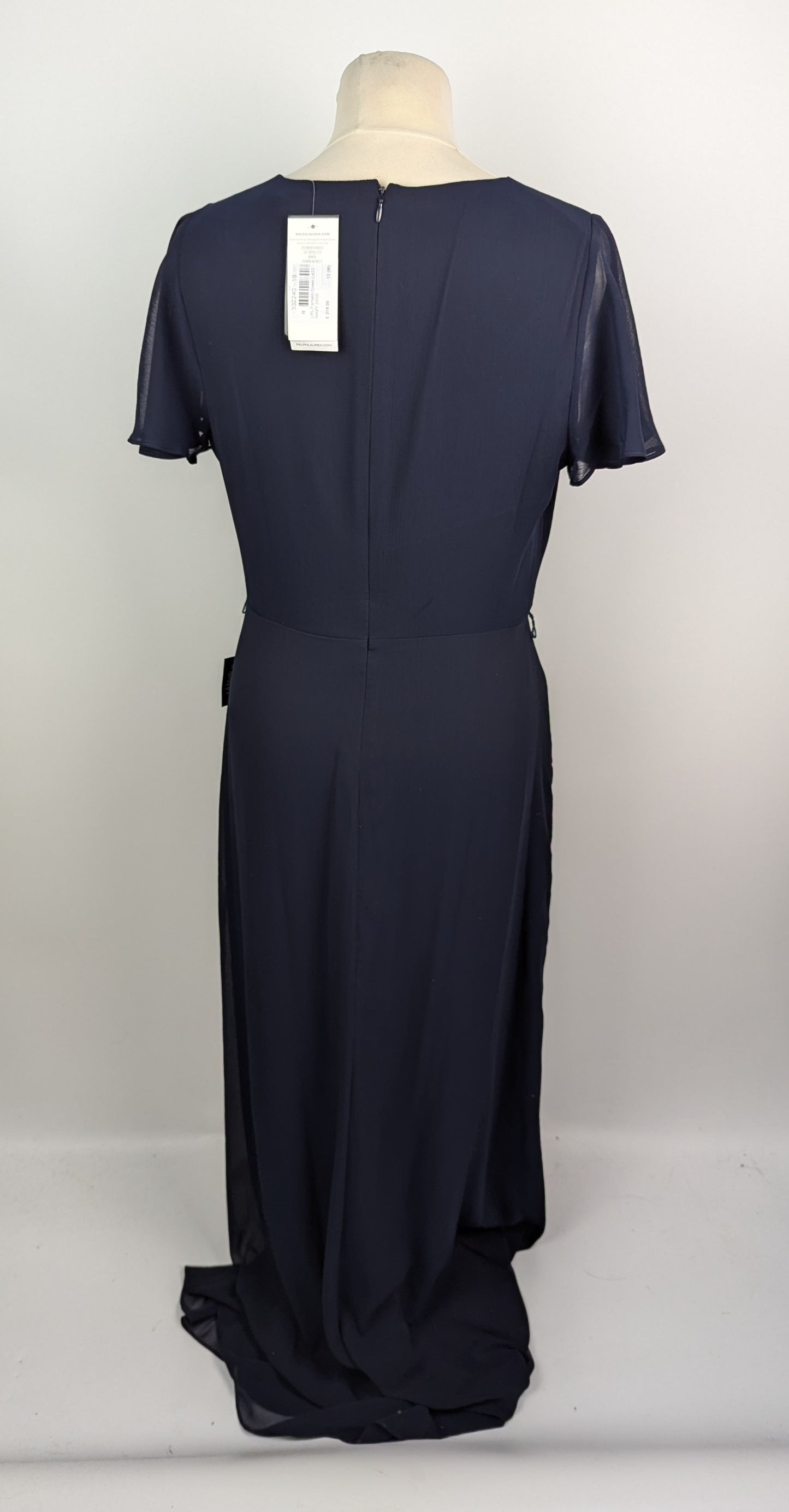Lauren Ralph Lauren Georgette Flutter Sleeve Gown - Navy Blue