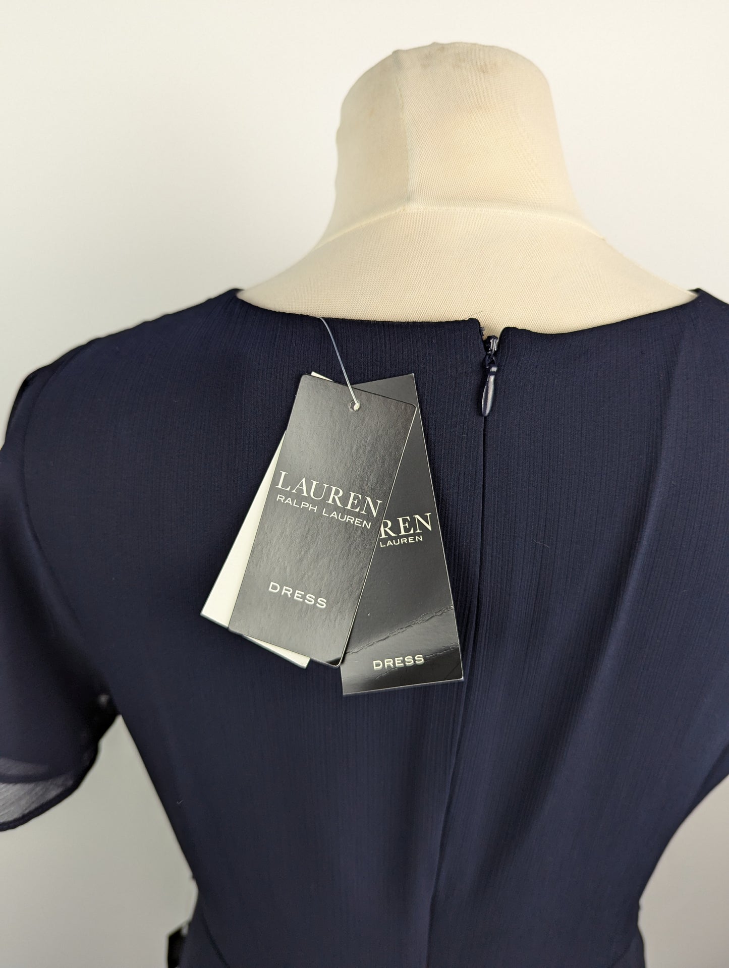 Lauren Ralph Lauren Georgette Flutter Sleeve Gown - Navy Blue