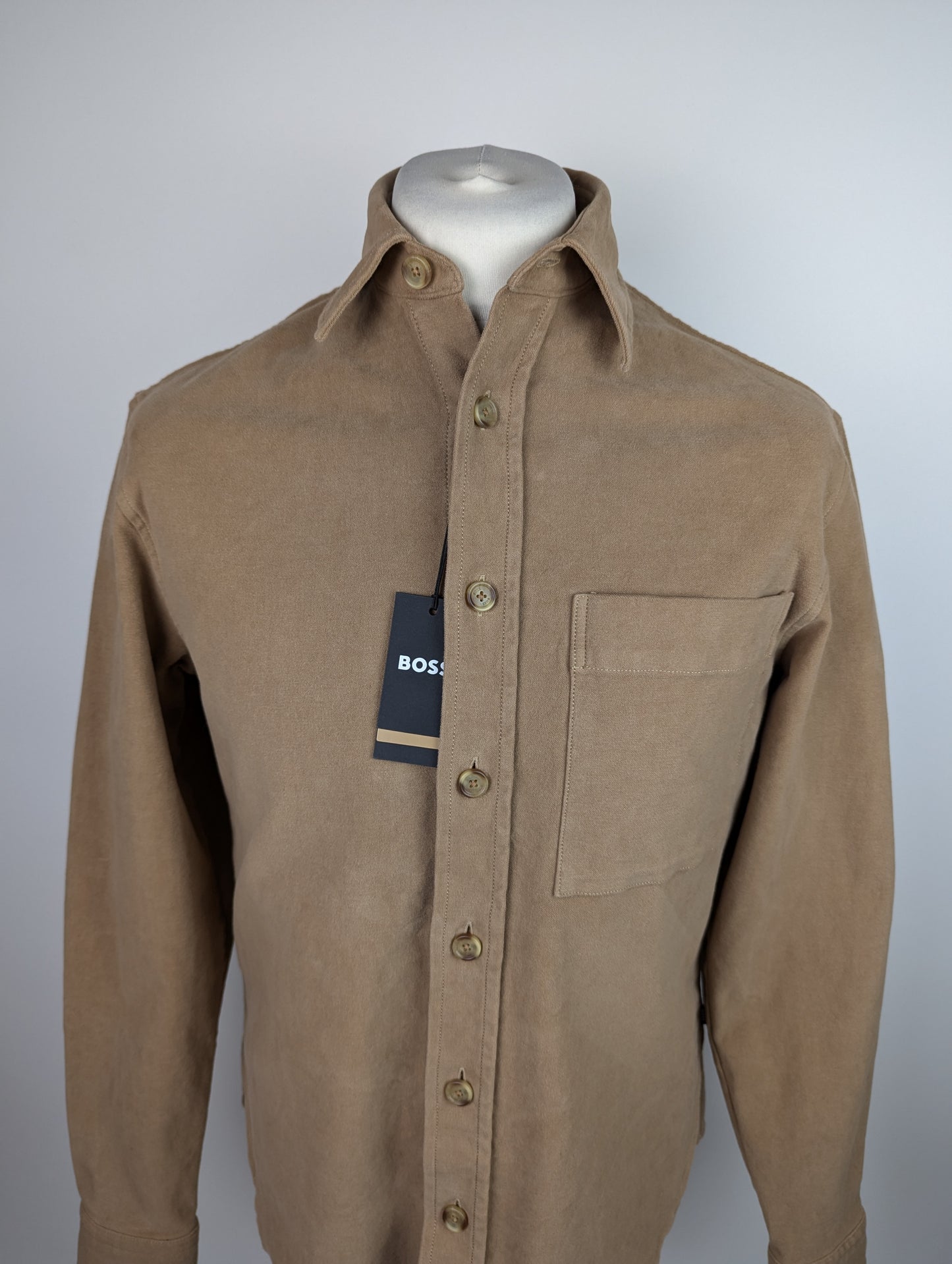 BOSS Mens Owen Casual Overshirt - Brown / Beige