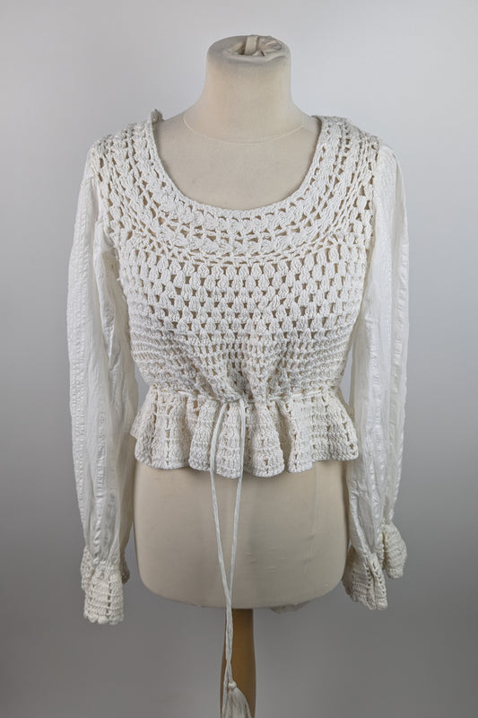 Free People Megan Crochet Top - White / Ivory