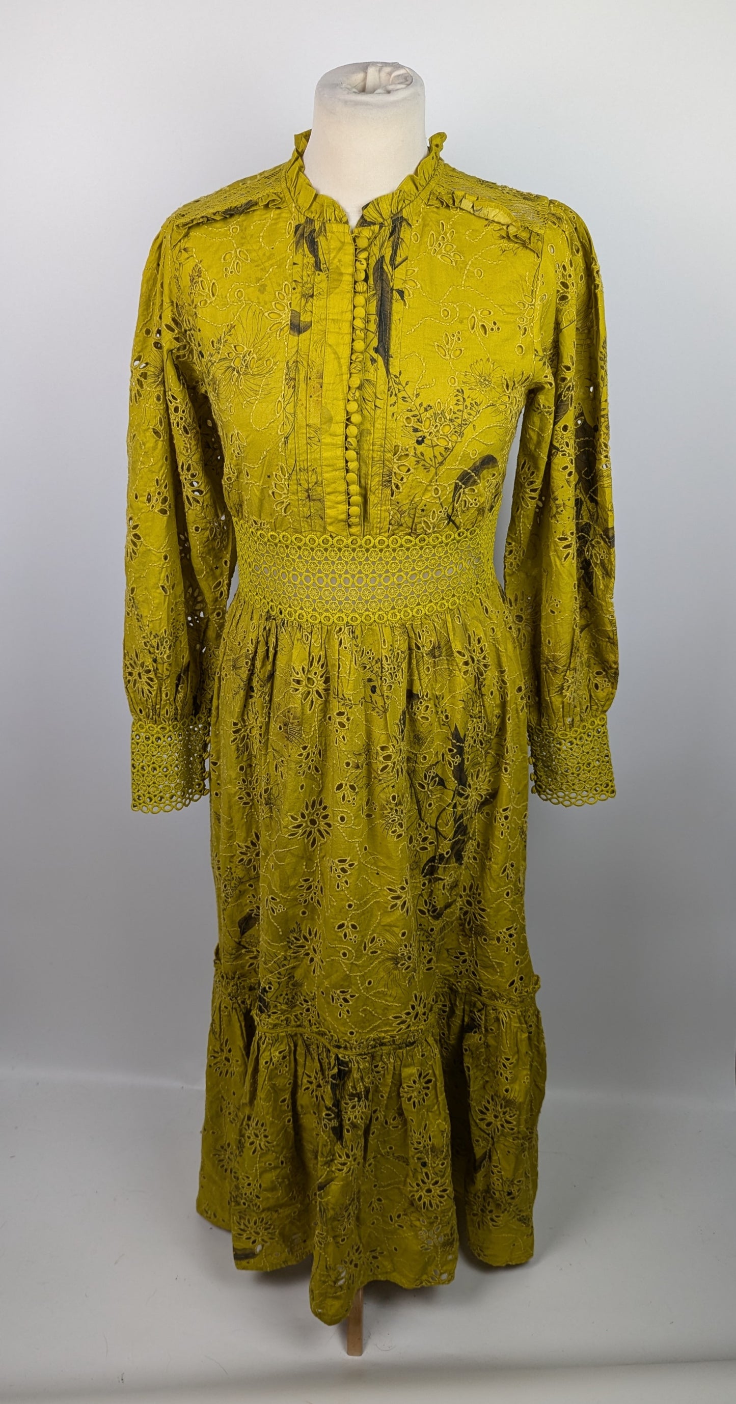 ALLSAINTS Sia Demoir Broderie Dress - Garden Olive