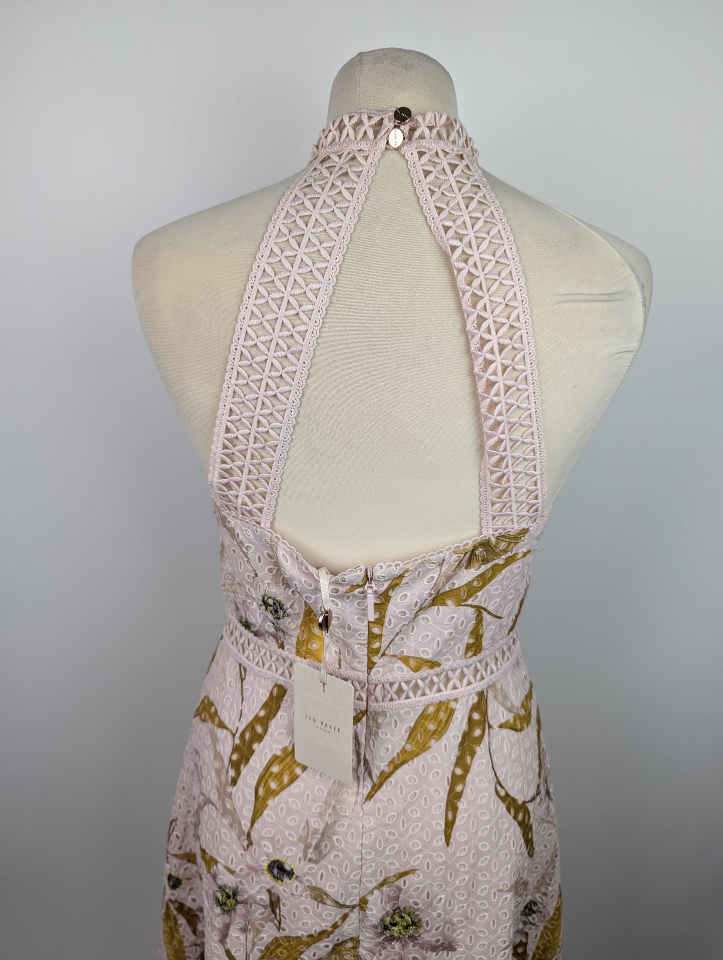 Ted Baker Floxyy Cabana Broderie Anglaise Halter Neck Midi Dress - Light Pink
