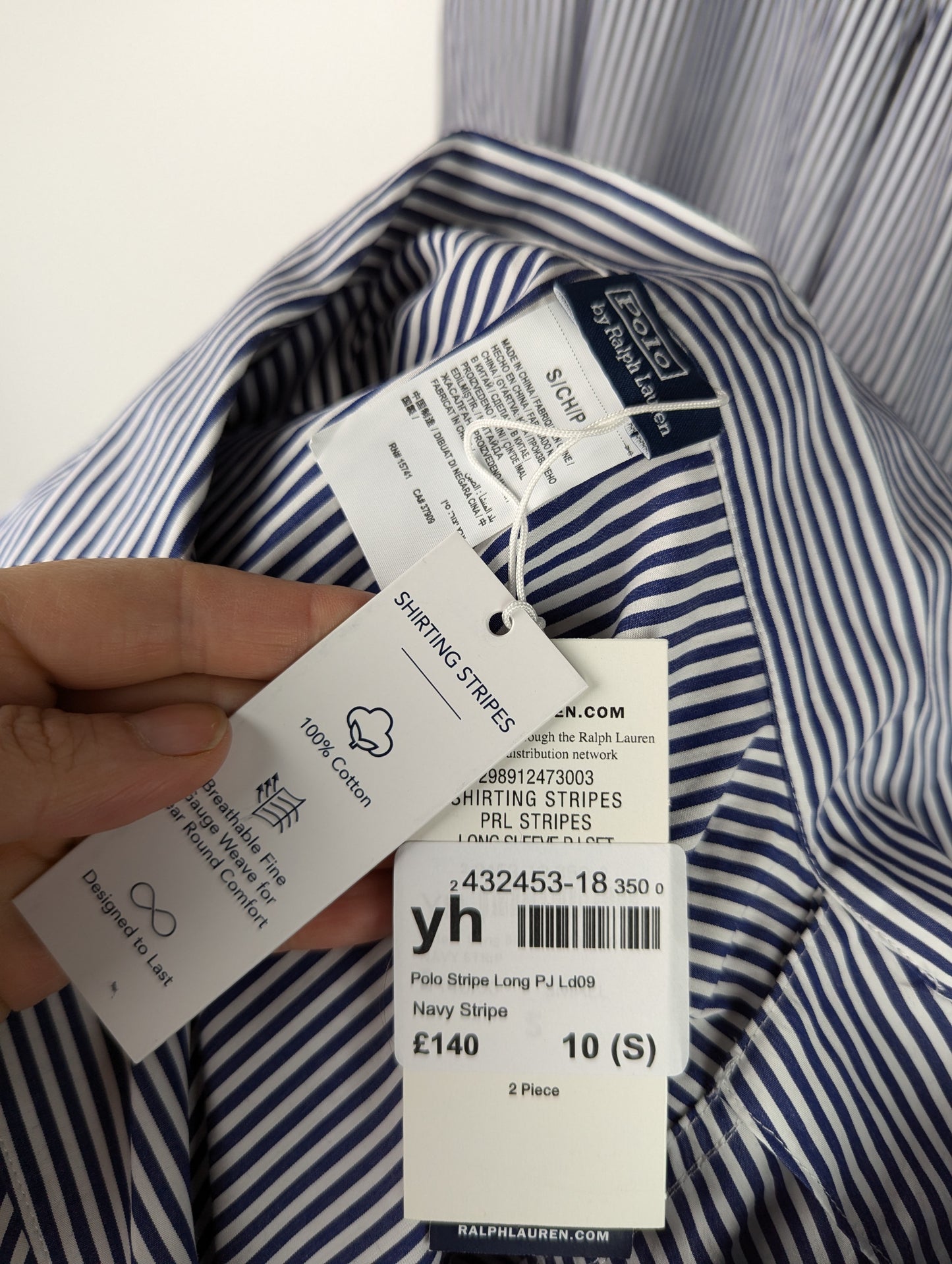 POLO RALPH LAUREN Long Sleeve Poplin Pyjama Set - Blue