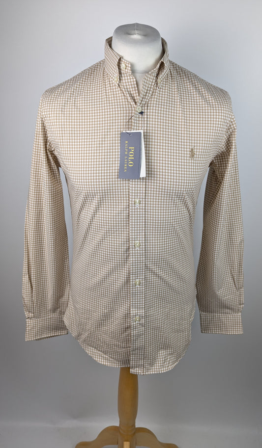 Polo Ralph Lauren Slim Fit Gingham Poplin Shirt - Khaki Brown