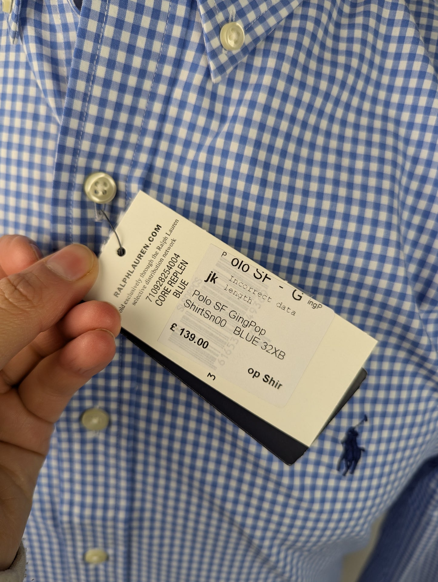 Polo Ralph Lauren Slim Fit Gingham Poplin Shirt - Blue