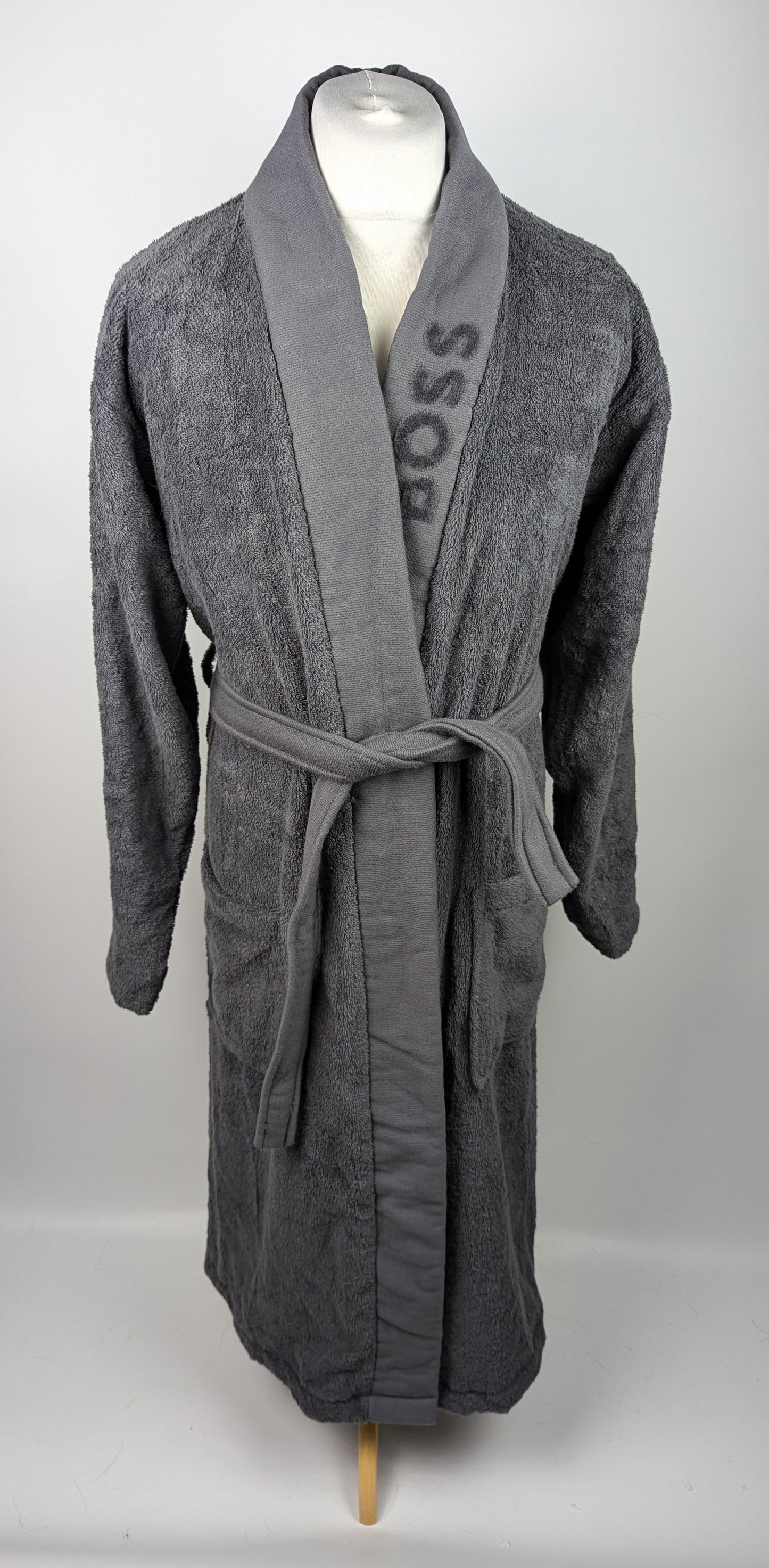 BOSS Plain Kimono Mens Dressing Gown - Grey