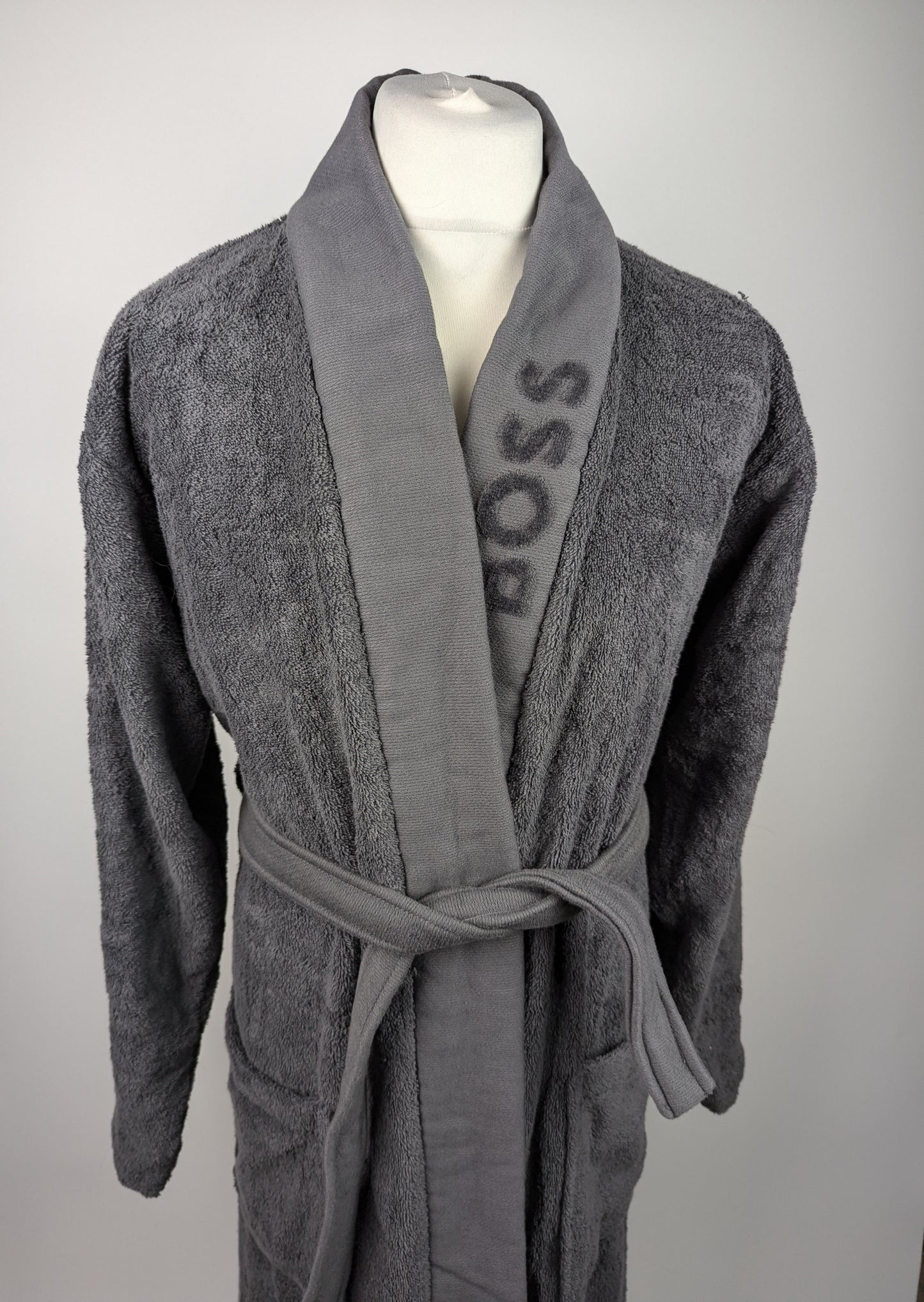 BOSS Plain Kimono Mens Dressing Gown - Grey