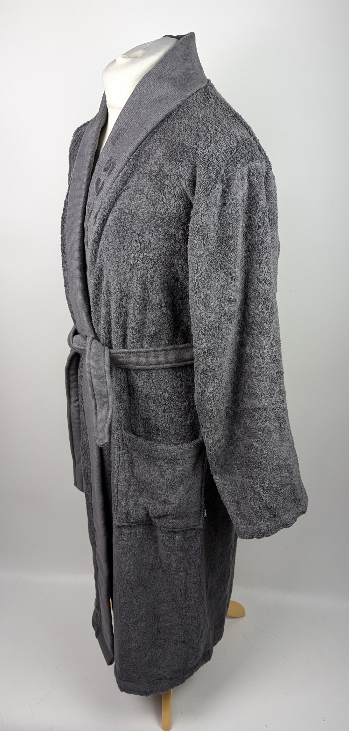 BOSS Plain Kimono Mens Dressing Gown - Grey