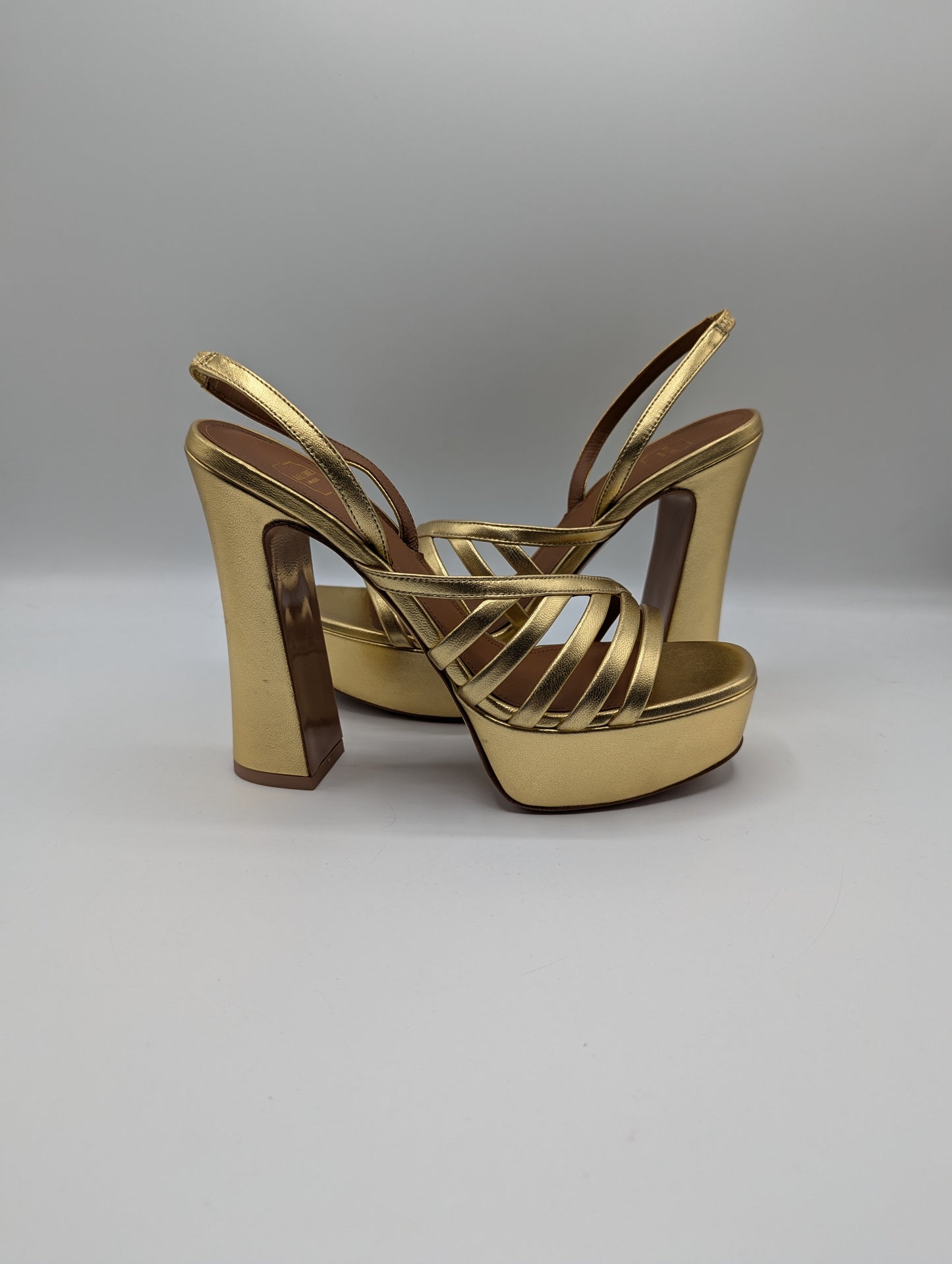 Malone Souliers Amaya 125 leather platform sandals - Gold