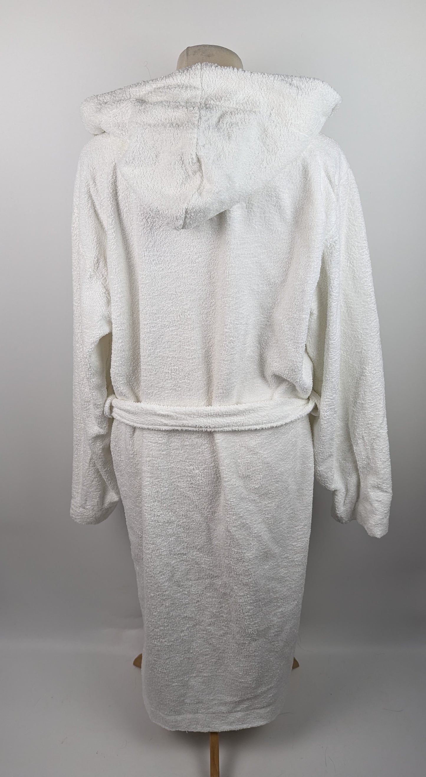 Hugo Cotton Terry Red Logo Dressing Gown - White