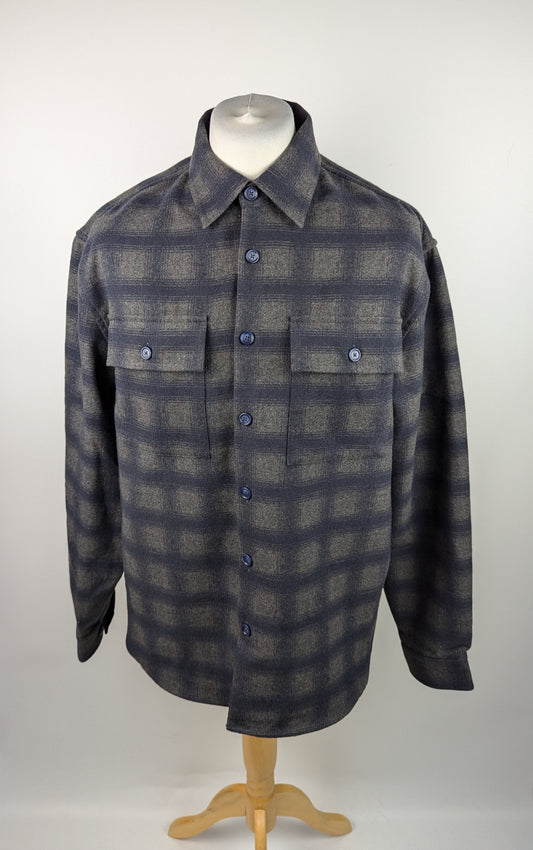 BOSS Relaxed Fit Check C-Owen Shirt - Medium Grey