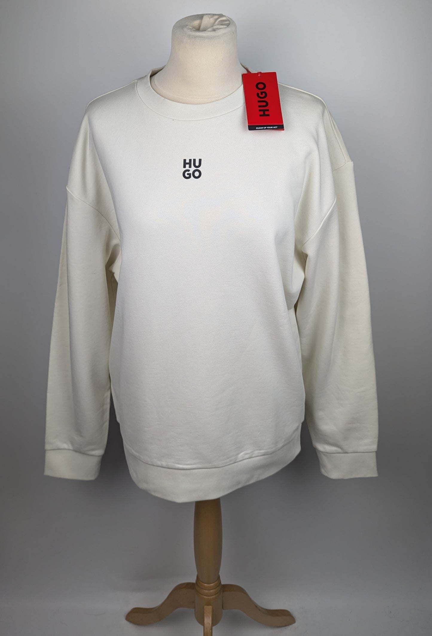 Hugo Stack Womens Logo Crew Neck Sweater - Off White