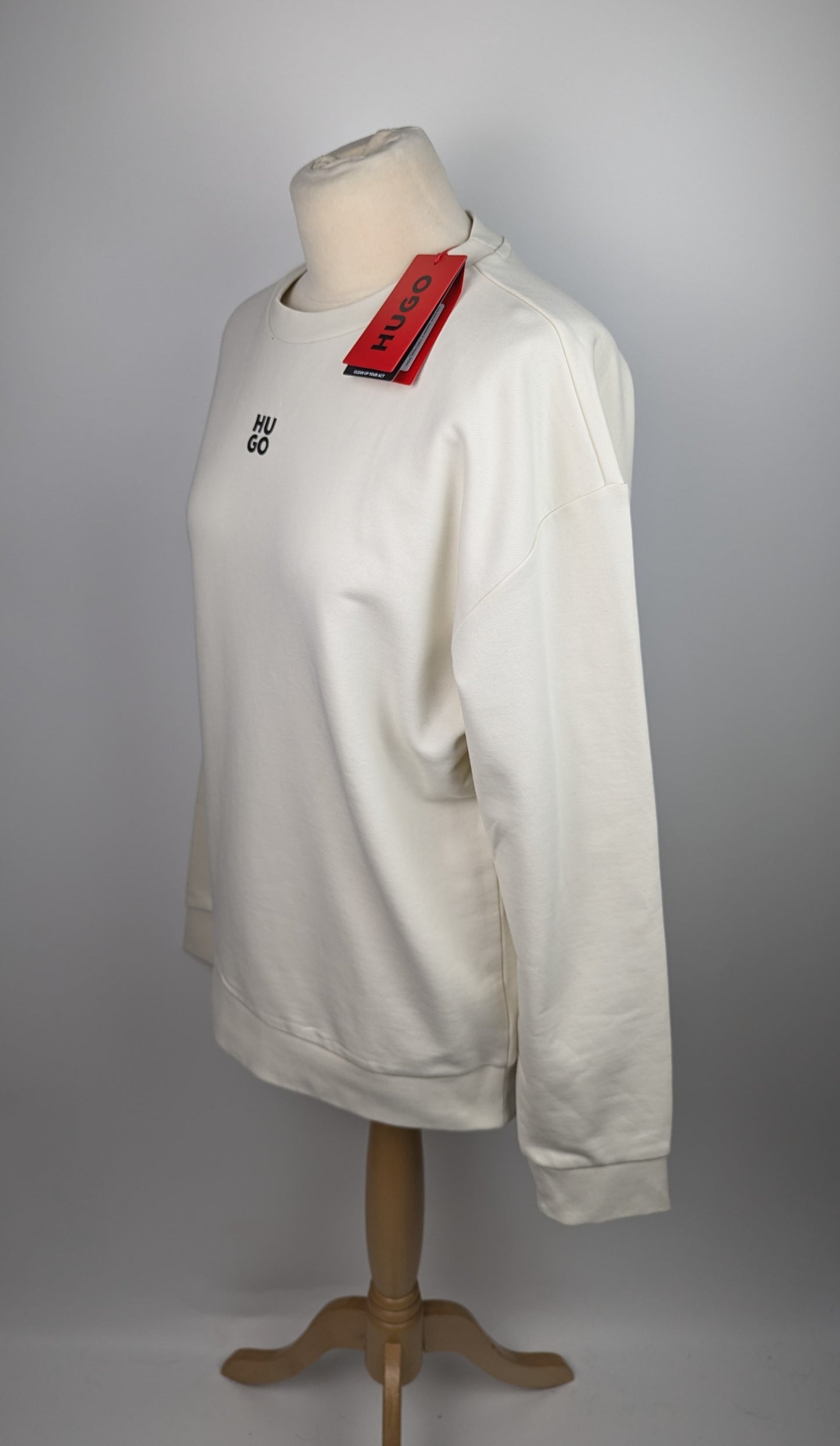 Hugo Stack Womens Logo Crew Neck Sweater - Off White