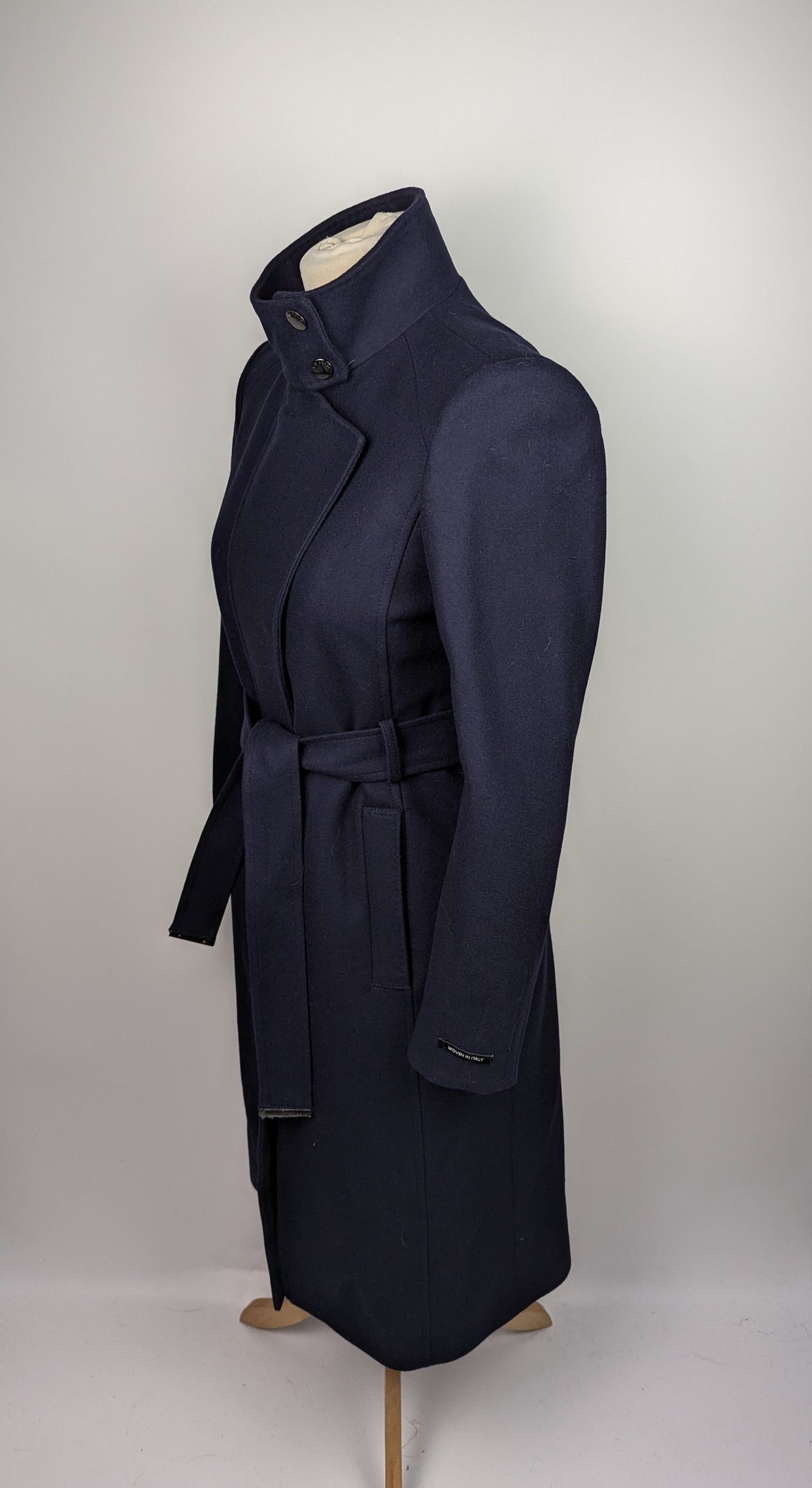 TED BAKER Icombi Funnel Neck Wool Blend Coat - Navy
