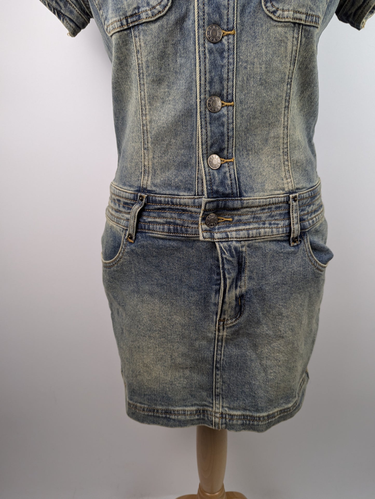 Guess Womens Belted Mini Dress - Blue