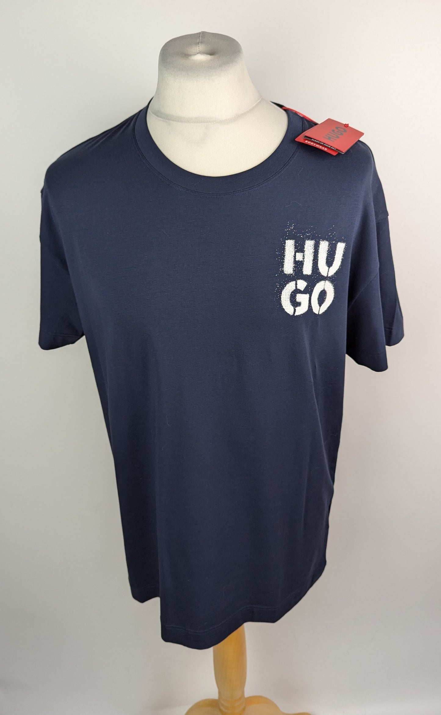 Hugo Mens Spray Logo T-Shirt - Dark Blue
