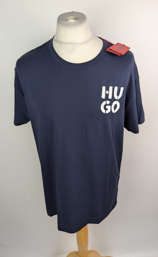 Hugo Mens Spray Logo T-Shirt - Dark Blue