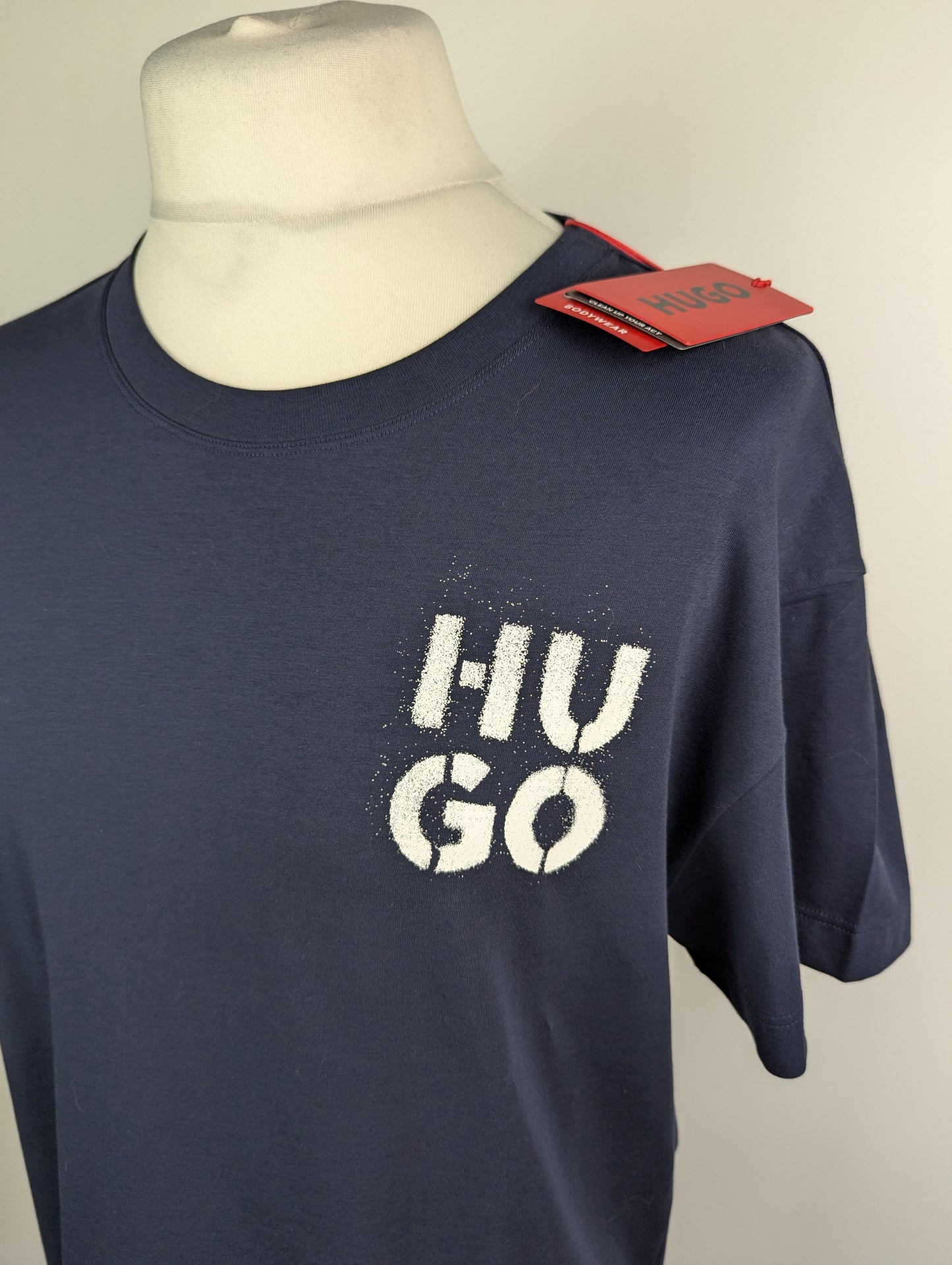 Hugo Mens Spray Logo T-Shirt - Dark Blue