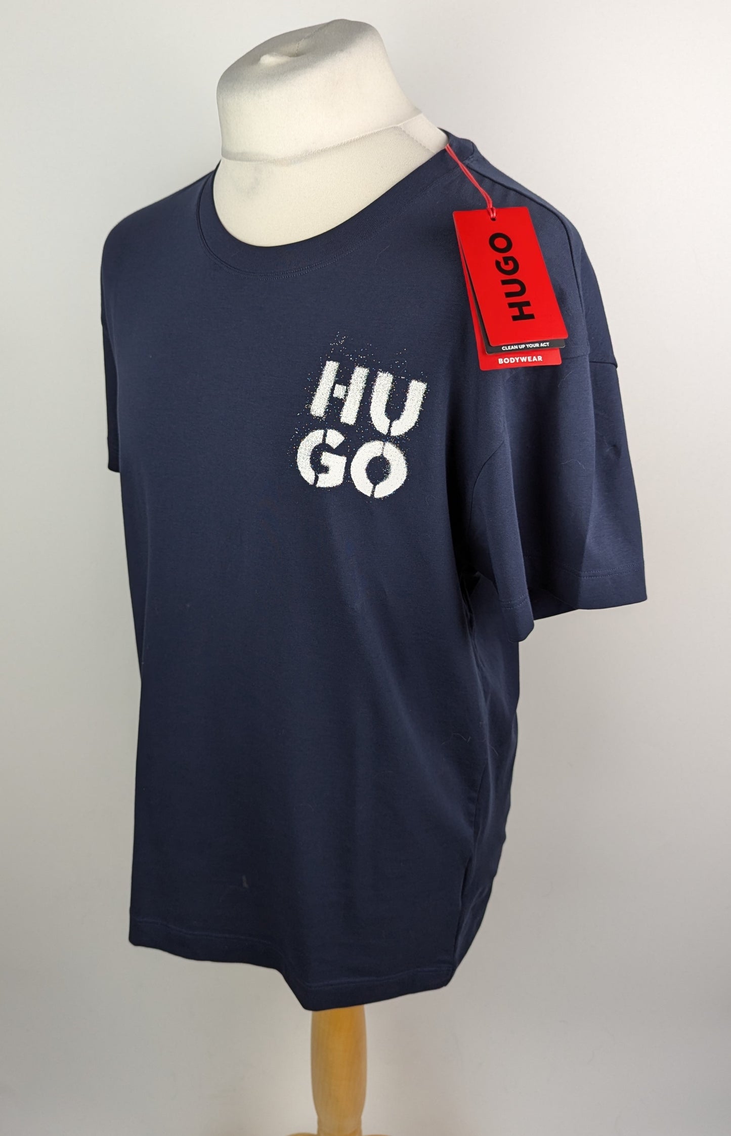Hugo Mens Spray Logo T-Shirt - Dark Blue