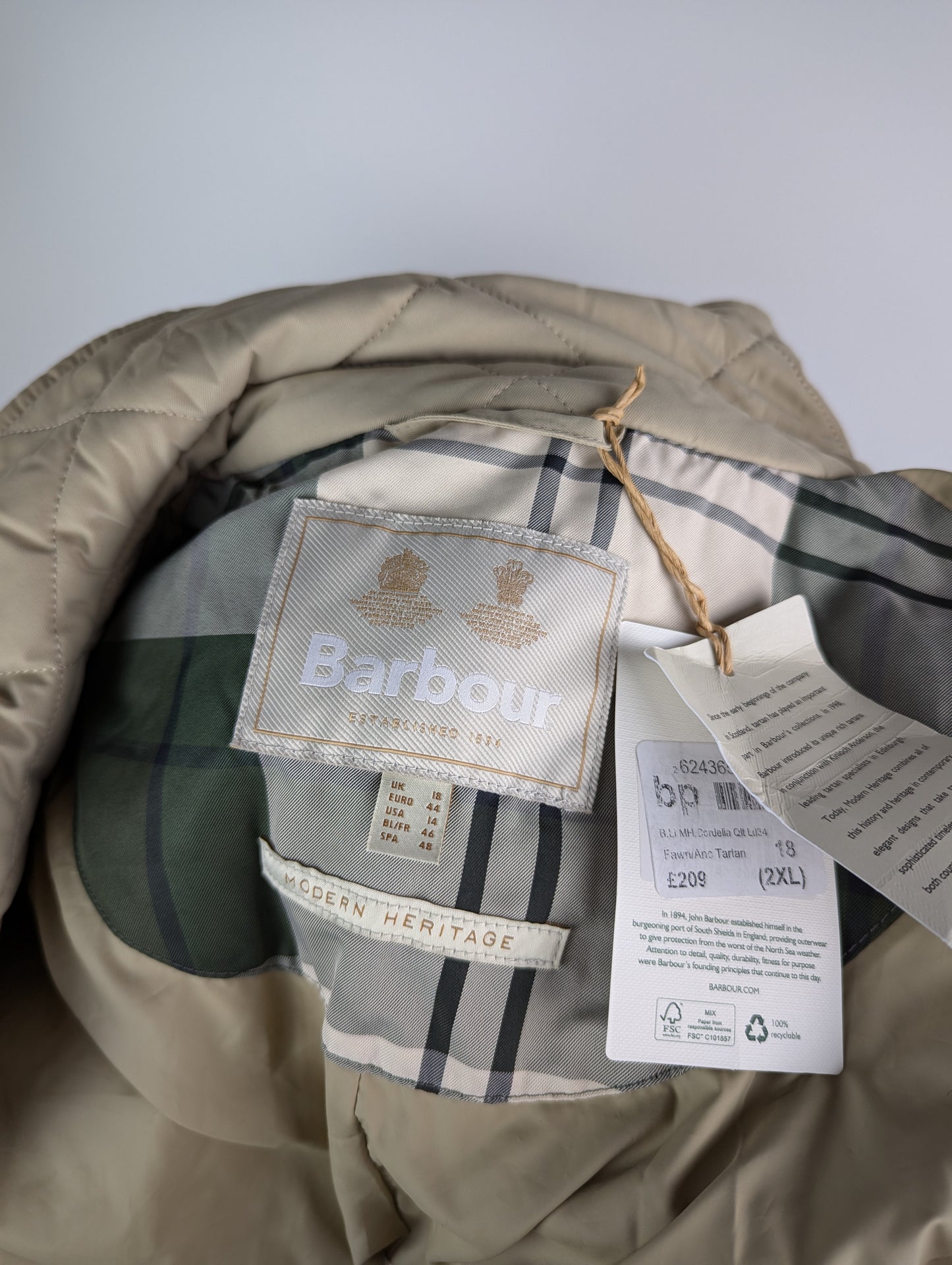 Barbour Cordelia Quilted Coat Womens - Fawn Tan