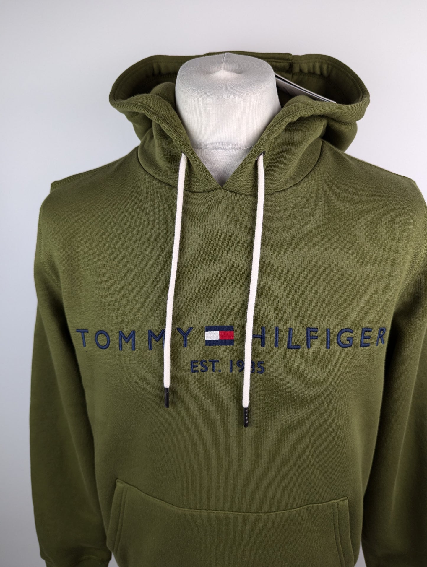 Tommy Hilfiger Mens Logo Hoodie - Battle Green