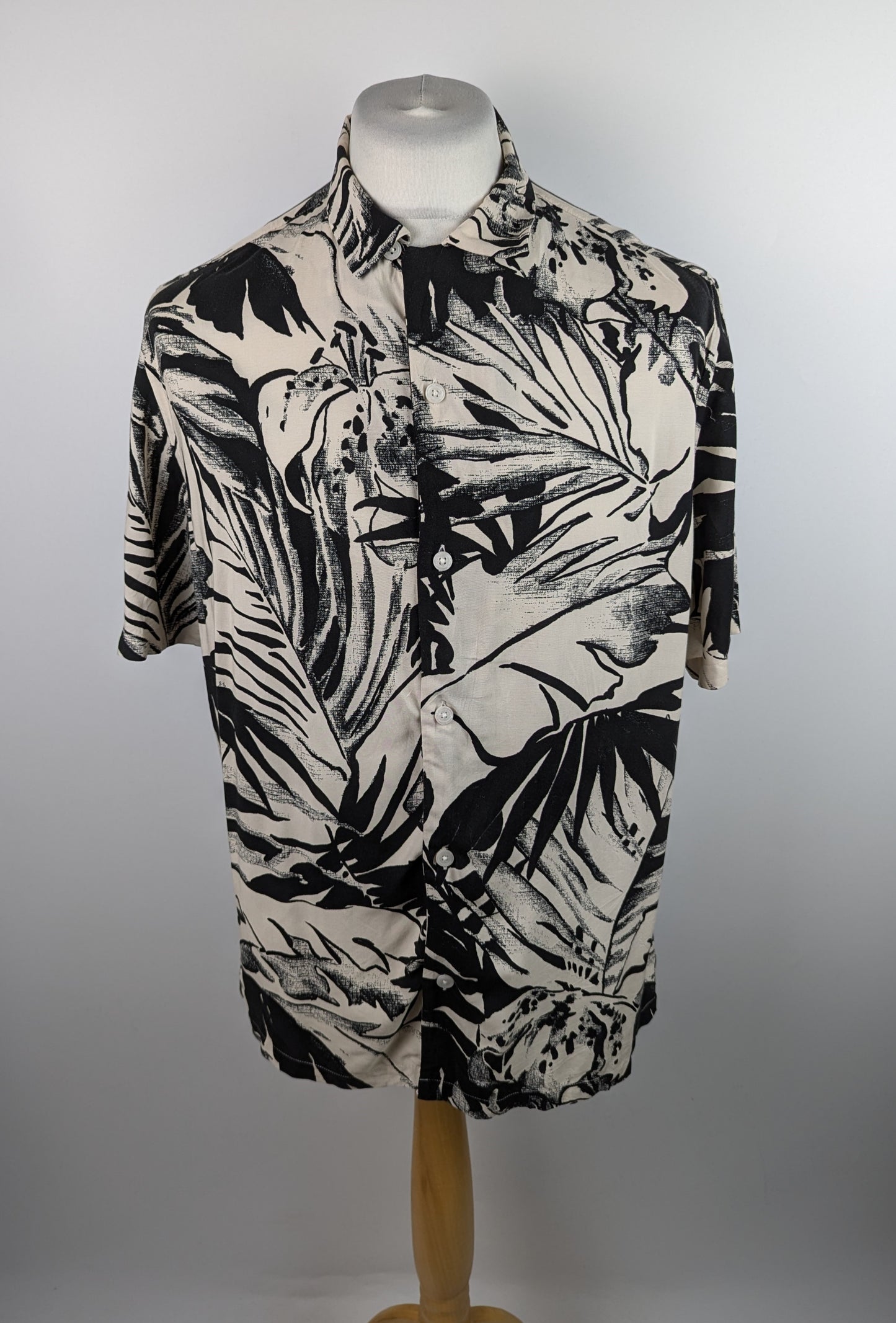 AllSaints lanai palm short sleeve print shirt - Black/White