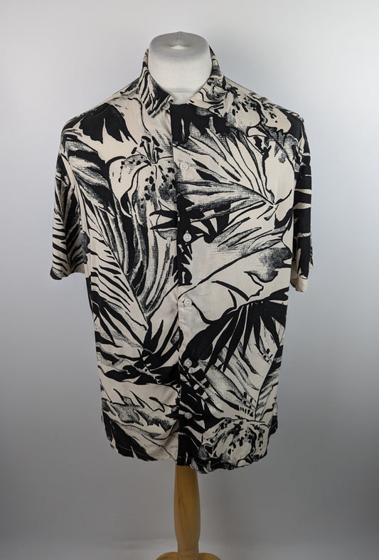 AllSaints lanai palm short sleeve print shirt - Black/White