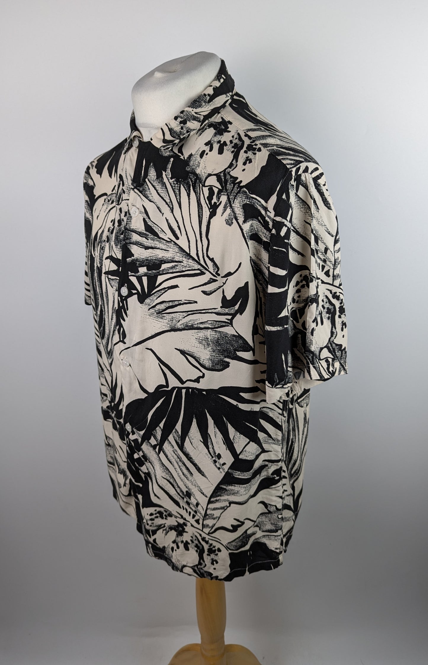 AllSaints lanai palm short sleeve print shirt - Black/White