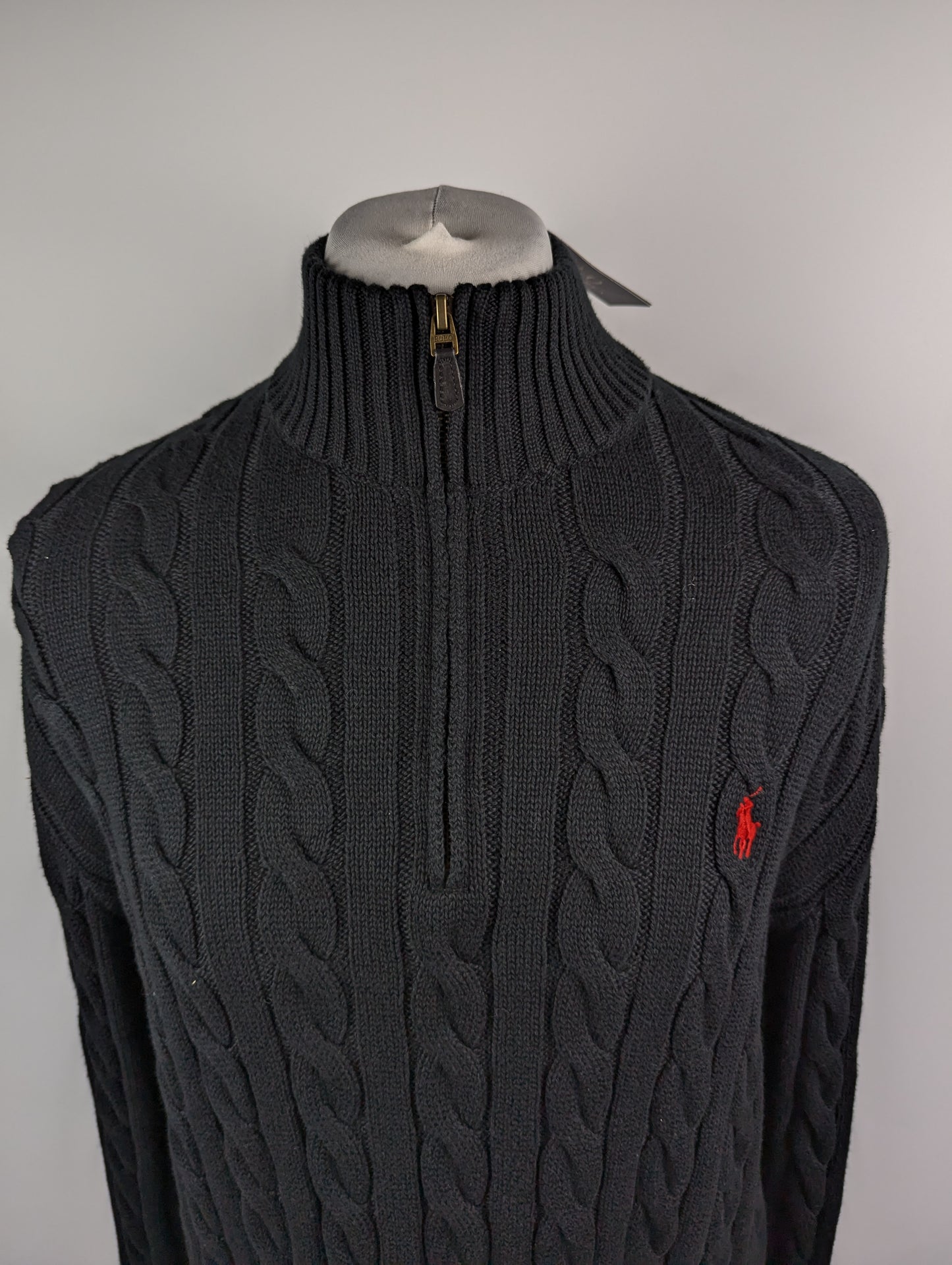 Polo Ralph Lauren Cable Quarter Zip Knit Jumper - Black