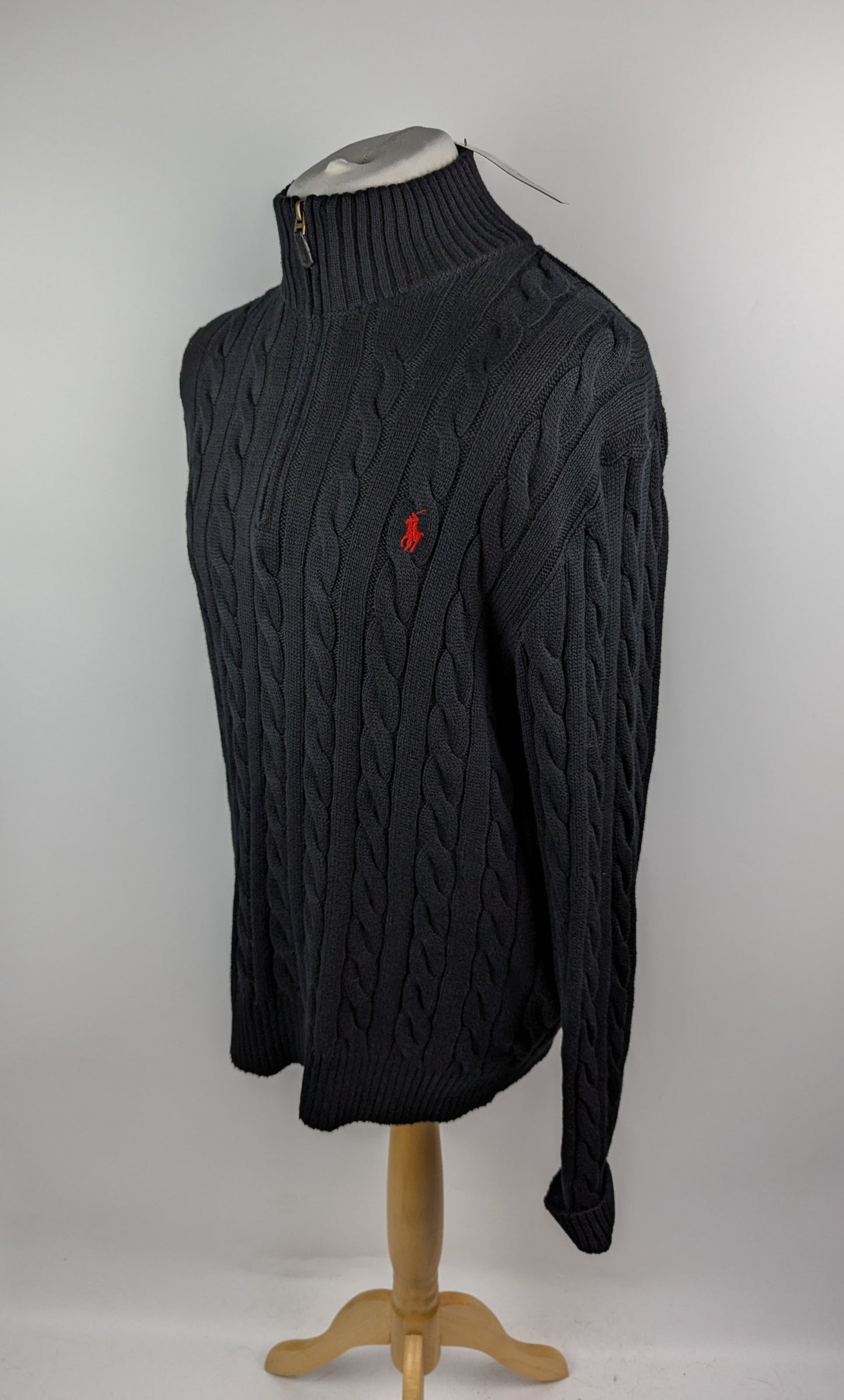 Polo Ralph Lauren Cable Quarter Zip Knit Jumper - Black
